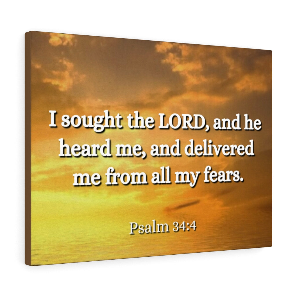 Scripture Walls All My Fears Psalms 34:4 Bible Verse Canvas Christian Wall Art Ready to Hang Unframed-Express Your Love Gifts