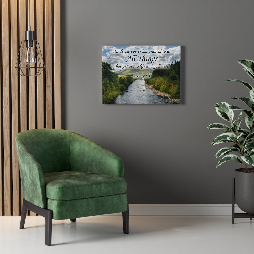 Scripture Walls All Things 2 Peter 1:3 Bible Verse Canvas Christian Wall Art Ready to Hang Unframed-Express Your Love Gifts