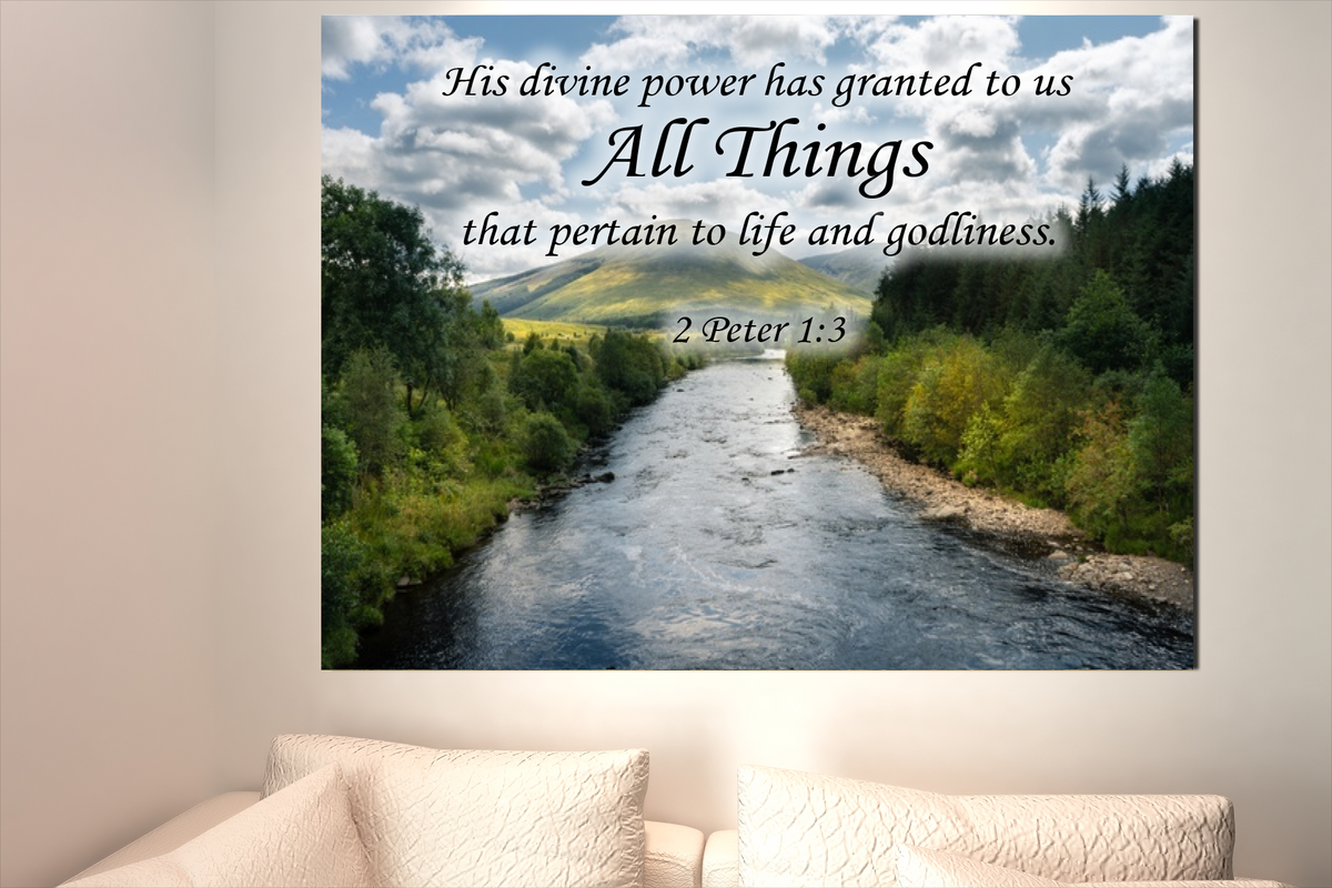 Scripture Walls All Things 2 Peter 1:3 Bible Verse Canvas Christian Wall Art Ready to Hang Unframed-Express Your Love Gifts