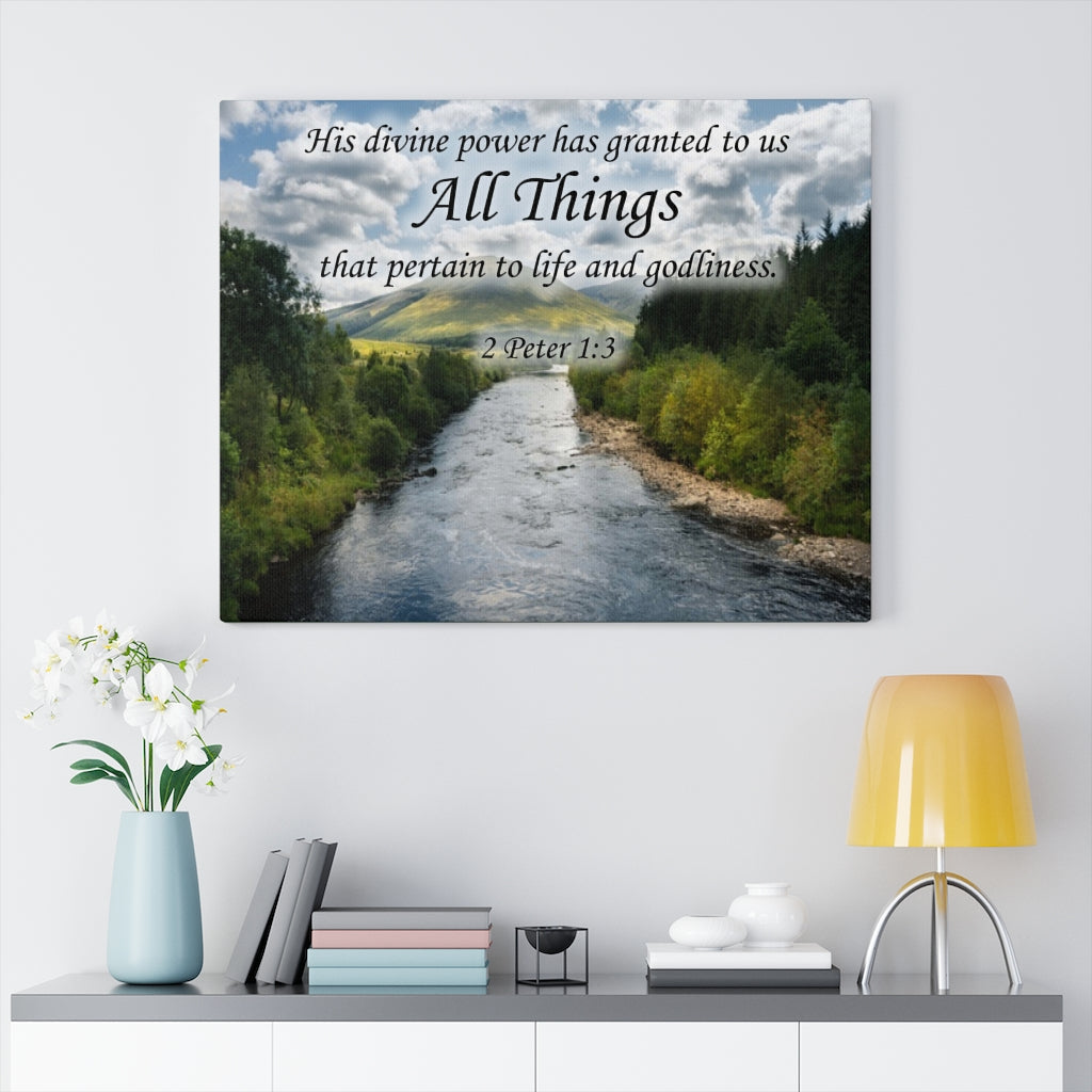Scripture Walls All Things 2 Peter 1:3 Bible Verse Canvas Christian Wall Art Ready to Hang Unframed-Express Your Love Gifts