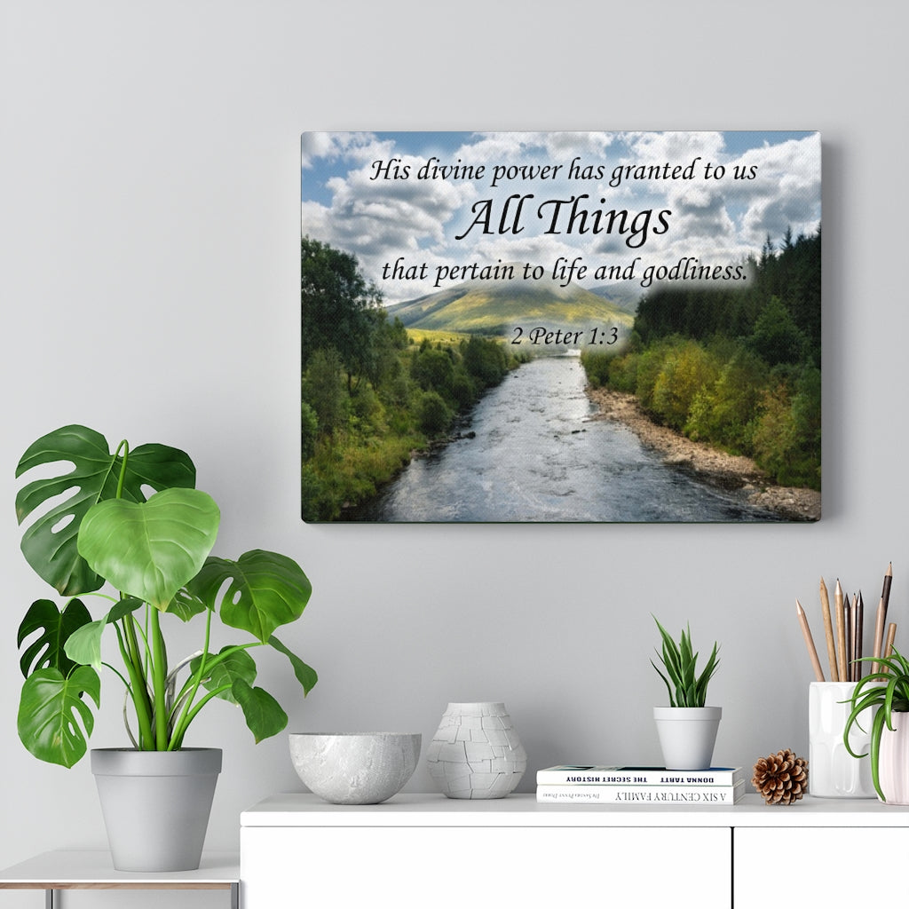 Scripture Walls All Things 2 Peter 1:3 Bible Verse Canvas Christian Wall Art Ready to Hang Unframed-Express Your Love Gifts