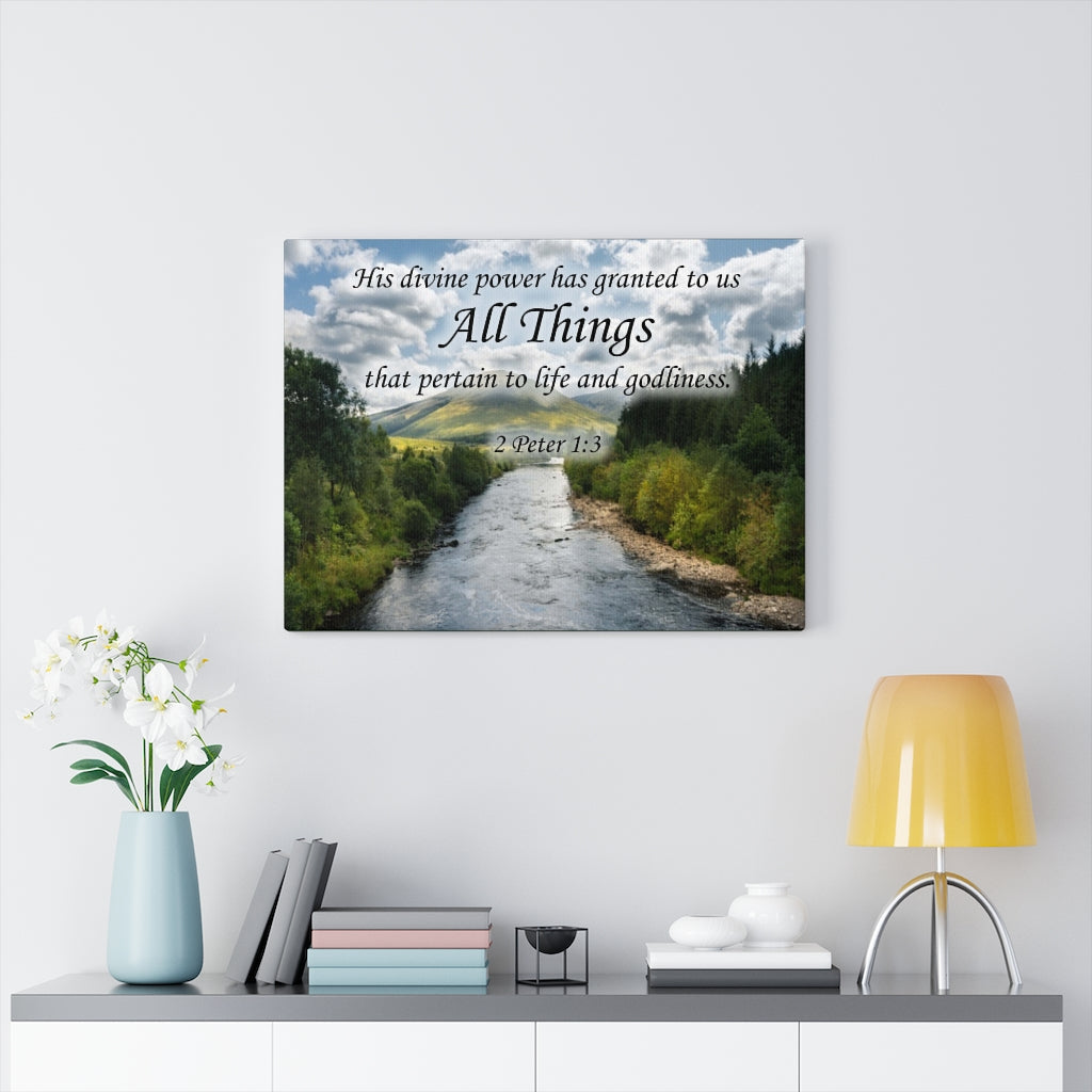 Scripture Walls All Things 2 Peter 1:3 Bible Verse Canvas Christian Wall Art Ready to Hang Unframed-Express Your Love Gifts