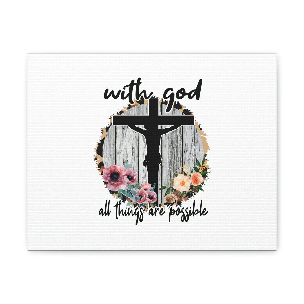 Scripture Walls All Things Are Possible Mark 10:27 Flower Cross Christian Wall Art Bible Verse Print Ready to Hang Unframed-Express Your Love Gifts