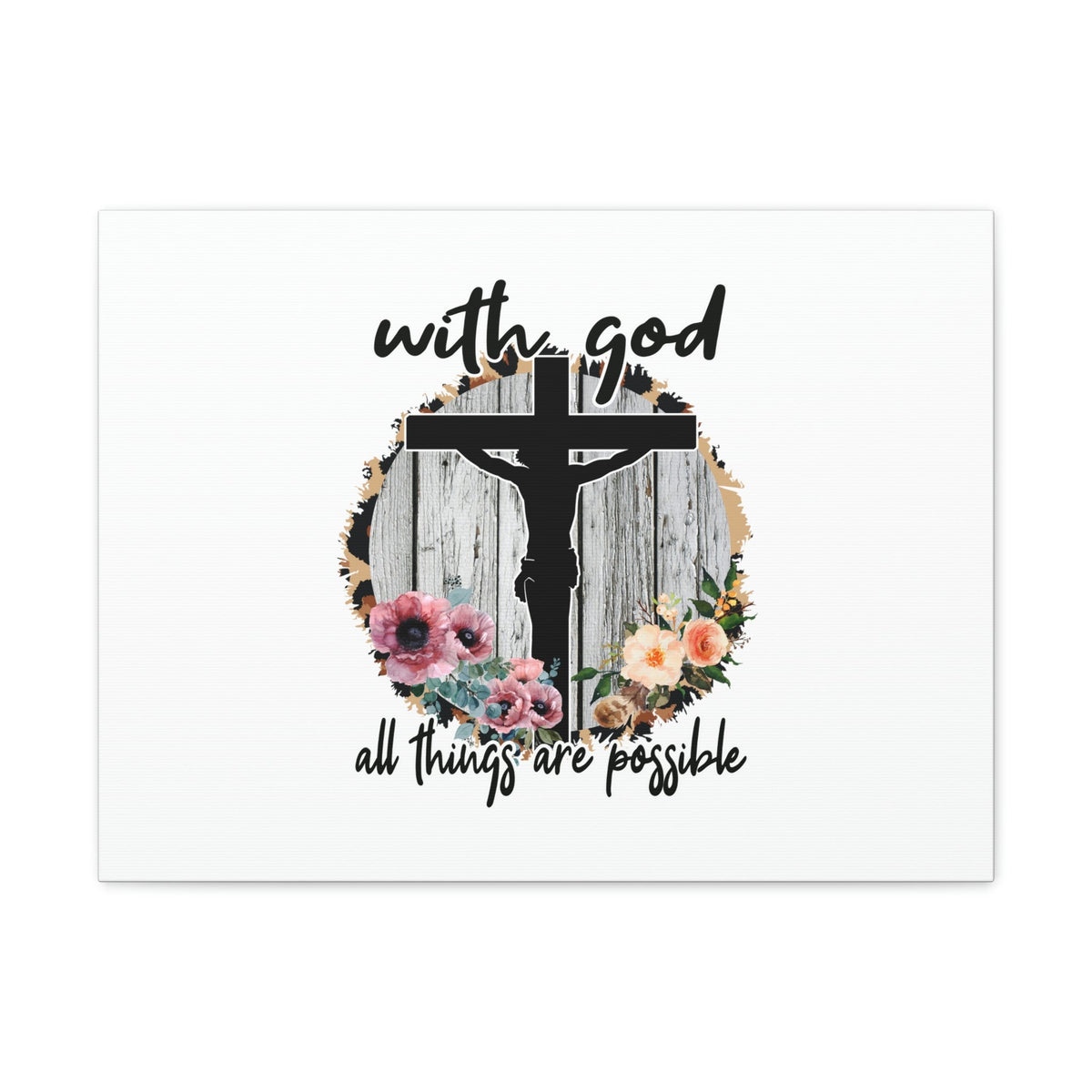 Scripture Walls All Things Are Possible Mark 10:27 Flower Cross Christian Wall Art Bible Verse Print Ready to Hang Unframed-Express Your Love Gifts