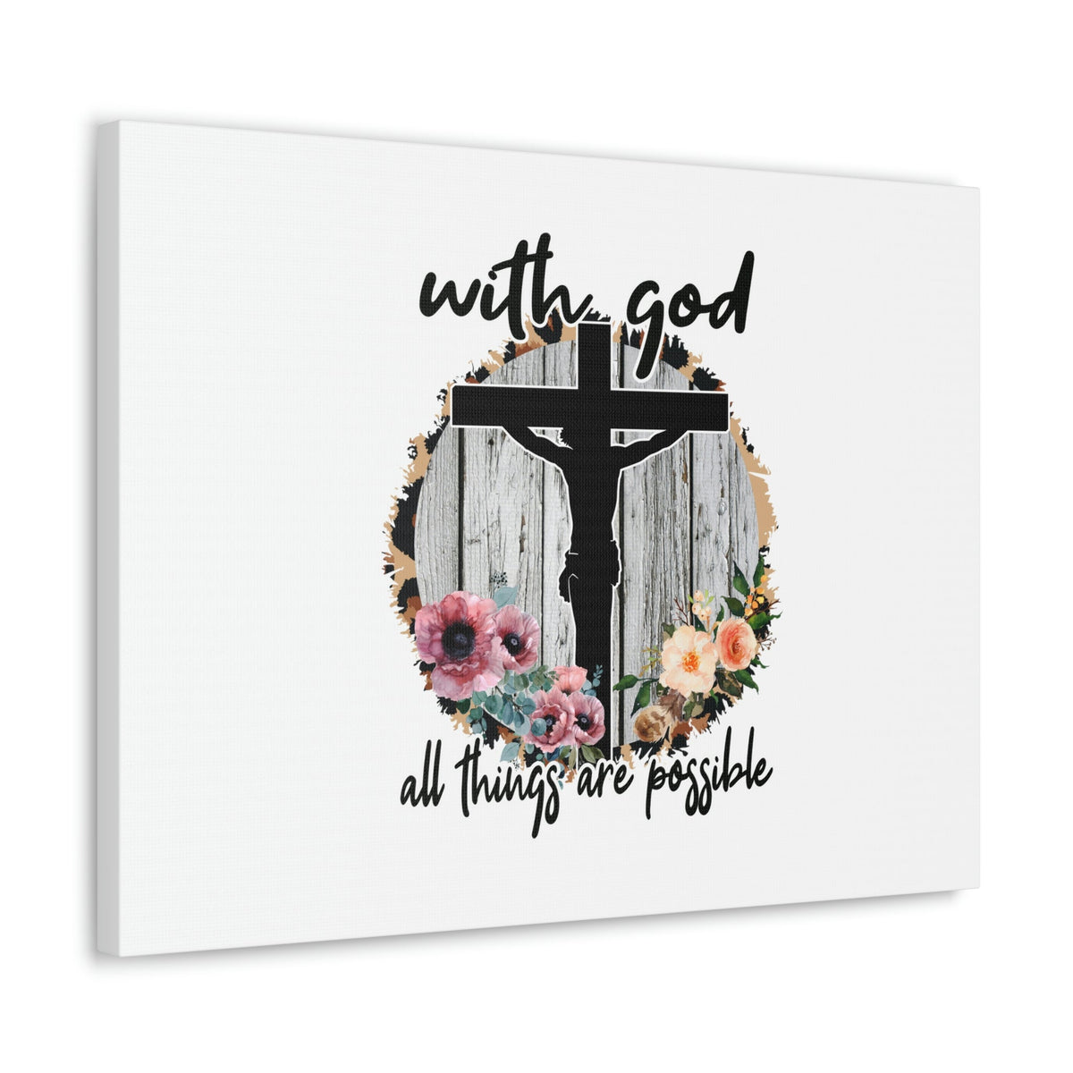 Scripture Walls All Things Are Possible Mark 10:27 Flower Cross Christian Wall Art Bible Verse Print Ready to Hang Unframed-Express Your Love Gifts