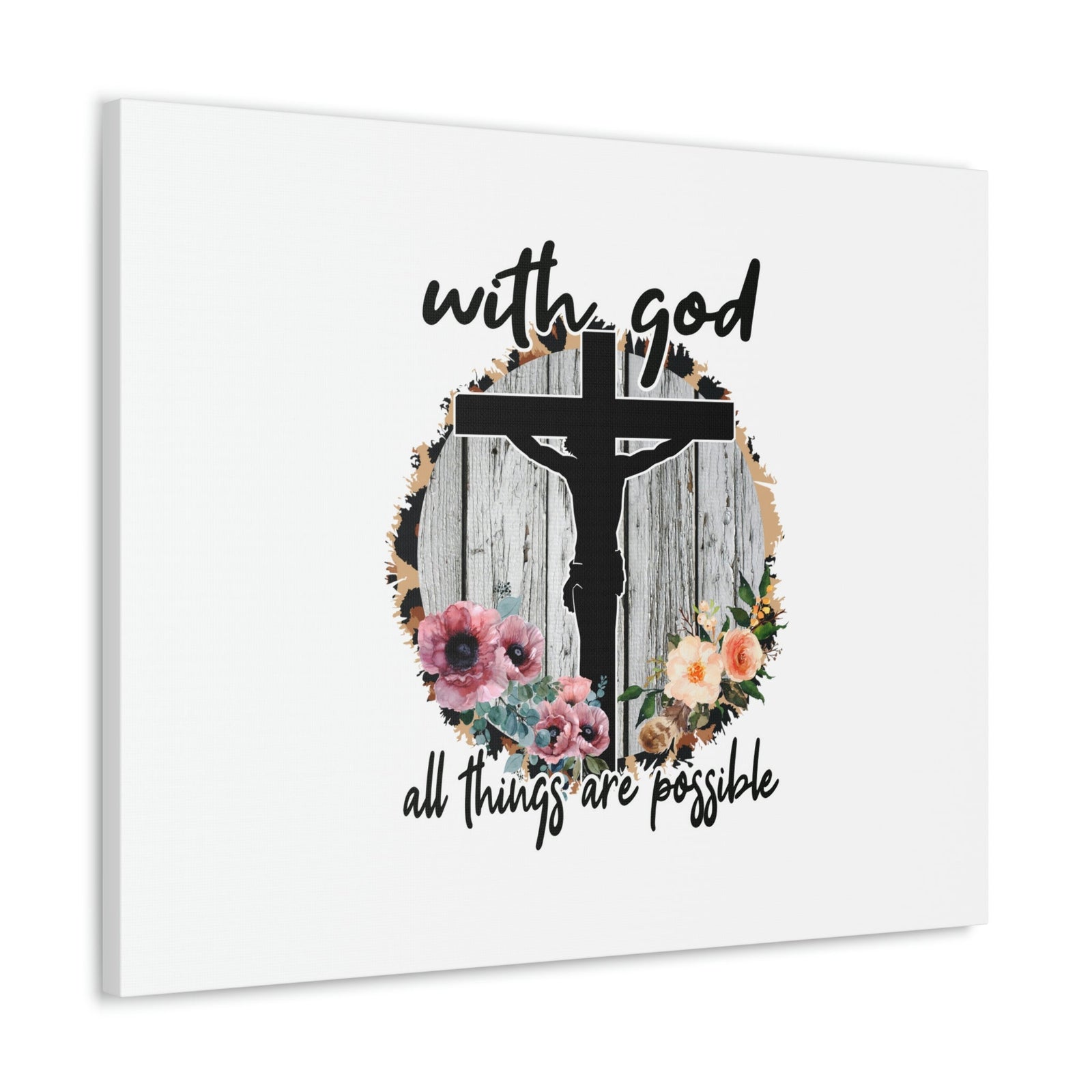 Scripture Walls All Things Are Possible Mark 10:27 Flower Cross Christian Wall Art Bible Verse Print Ready to Hang Unframed-Express Your Love Gifts