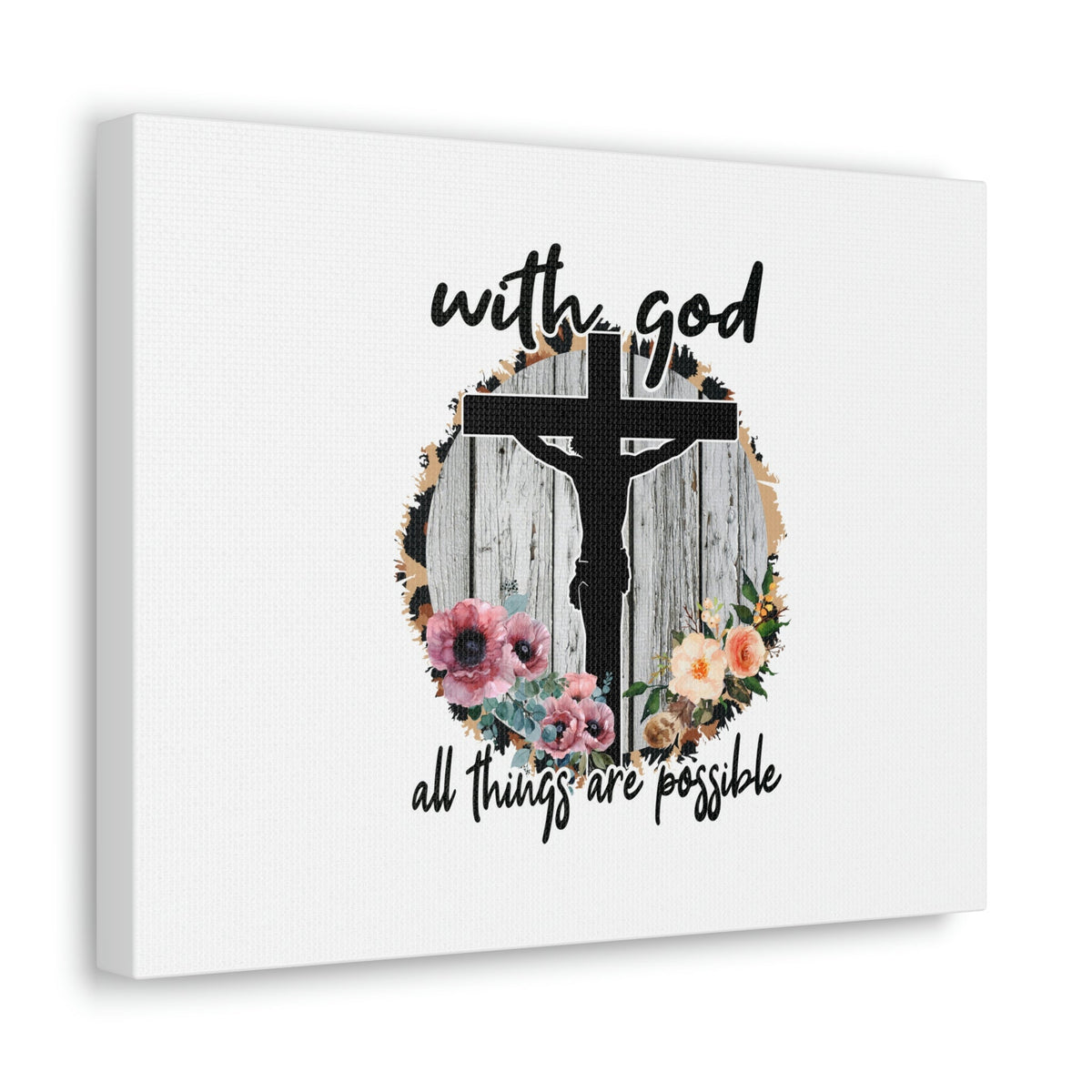 Scripture Walls All Things Are Possible Mark 10:27 Flower Cross Christian Wall Art Bible Verse Print Ready to Hang Unframed-Express Your Love Gifts