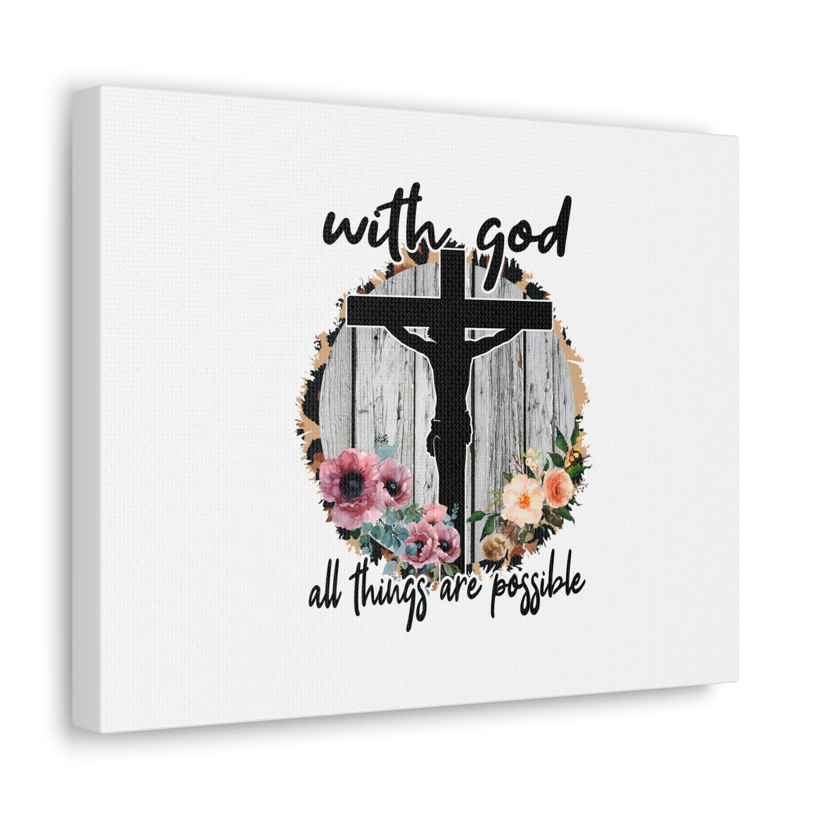 Scripture Walls All Things Are Possible Mark 10:27 Flower Cross Christian Wall Art Bible Verse Print Ready to Hang Unframed-Express Your Love Gifts
