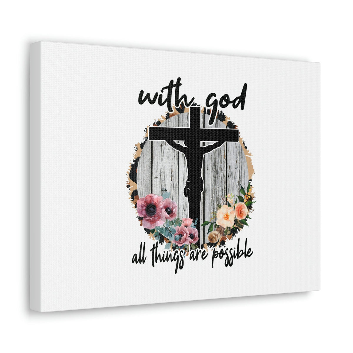 Scripture Walls All Things Are Possible Mark 10:27 Flower Cross Christian Wall Art Bible Verse Print Ready to Hang Unframed-Express Your Love Gifts