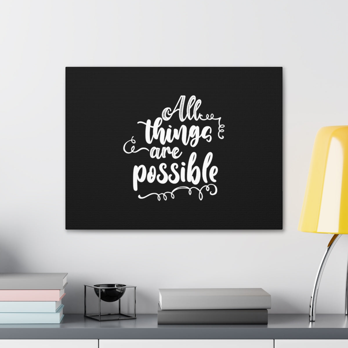 Scripture Walls All Things Are Possible Mark 9:23 Black Christian Wall Art Bible Verse Print Ready to Hang Unframed-Express Your Love Gifts
