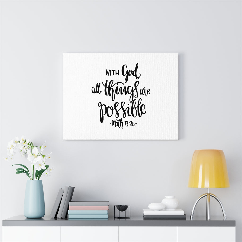 Scripture Walls All Things Are Possible Math 19:26 Bible Verse Canvas Christian Wall Art Ready to Hang Unframed-Express Your Love Gifts