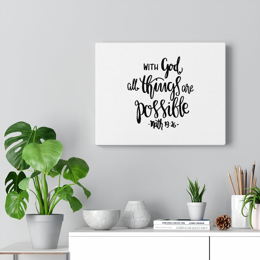 Scripture Walls All Things Are Possible Math 19:26 Bible Verse Canvas Christian Wall Art Ready to Hang Unframed-Express Your Love Gifts