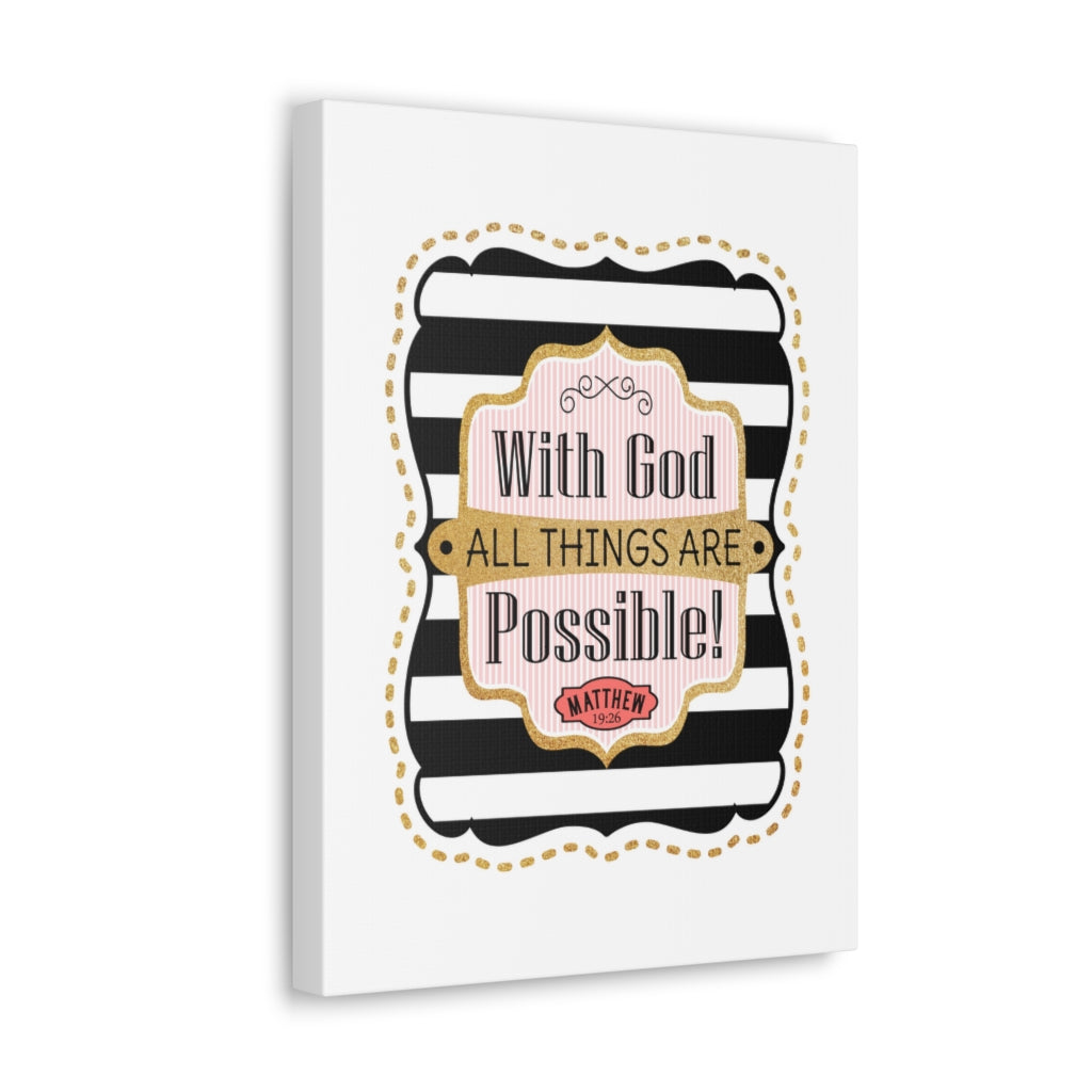 Scripture Walls All Things Are Possible Matthew 19:26 Bible Verse Canvas Christian Wall Art Ready to Hang Unframed-Express Your Love Gifts