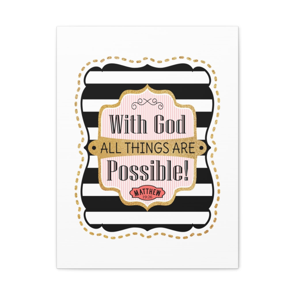 Scripture Walls All Things Are Possible Matthew 19:26 Bible Verse Canvas Christian Wall Art Ready to Hang Unframed-Express Your Love Gifts