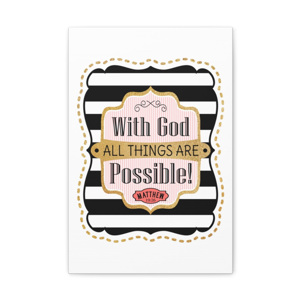 Scripture Walls All Things Are Possible Matthew 19:26 Bible Verse Canvas Christian Wall Art Ready to Hang Unframed-Express Your Love Gifts
