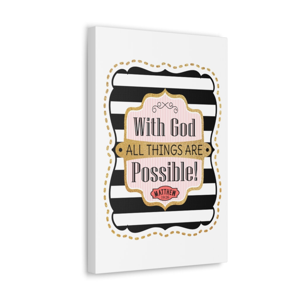 Scripture Walls All Things Are Possible Matthew 19:26 Bible Verse Canvas Christian Wall Art Ready to Hang Unframed-Express Your Love Gifts