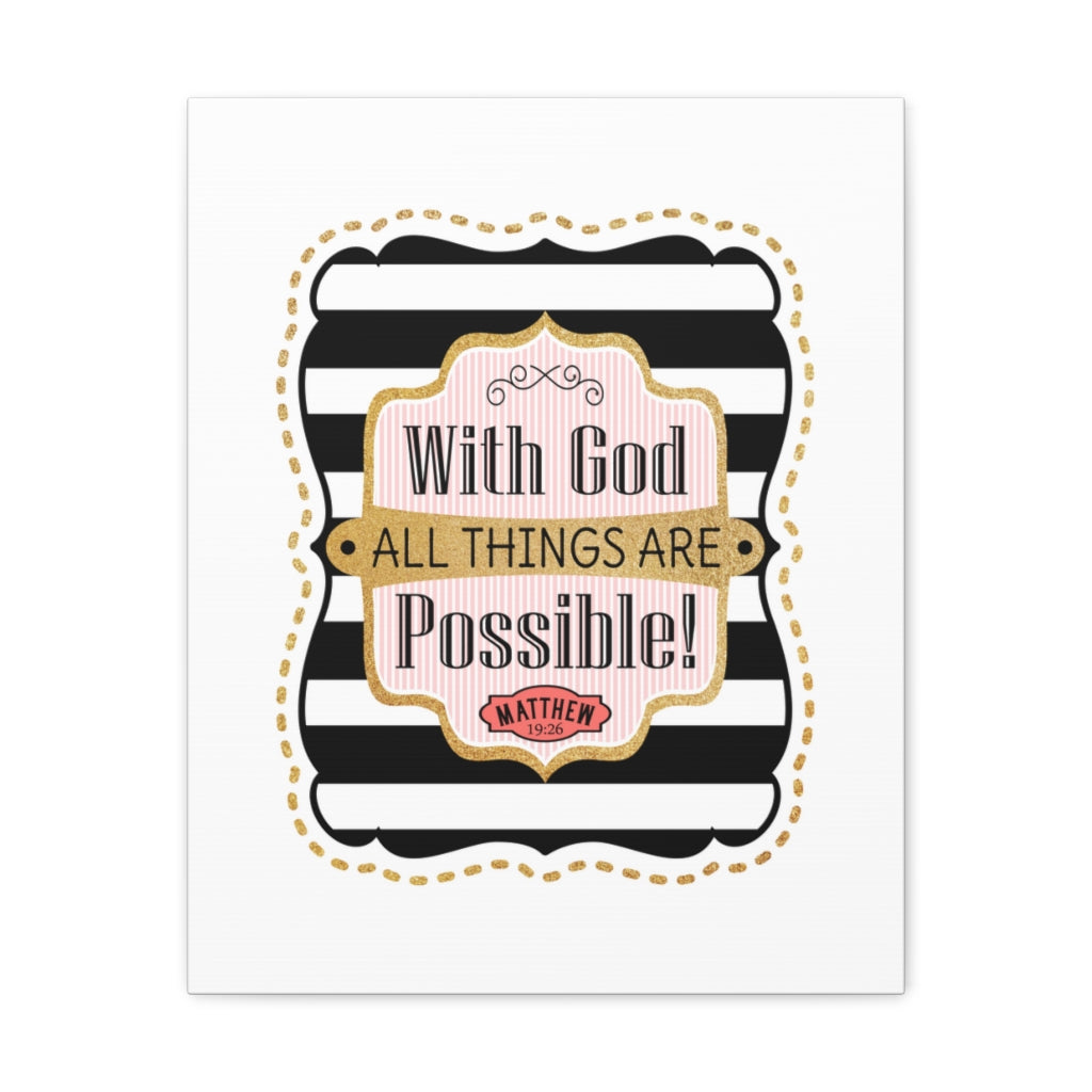 Scripture Walls All Things Are Possible Matthew 19:26 Bible Verse Canvas Christian Wall Art Ready to Hang Unframed-Express Your Love Gifts