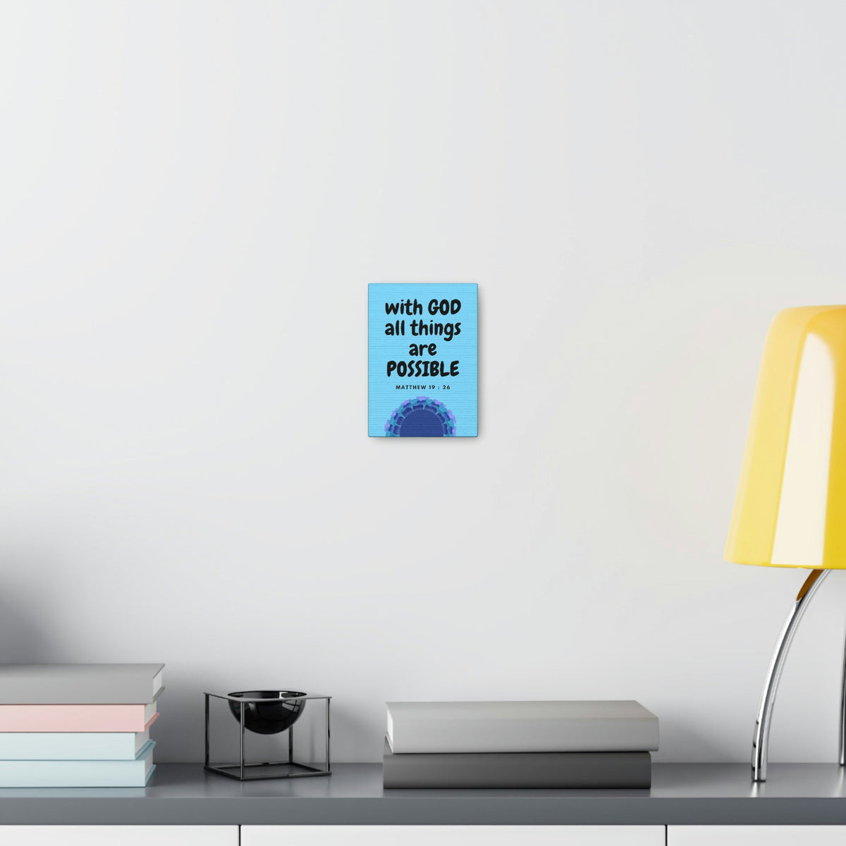 Scripture Walls All Things Are Possible Matthew 19:26 Blue Christian Wall Art Bible Verse Print Ready to Hang Unframed-Express Your Love Gifts
