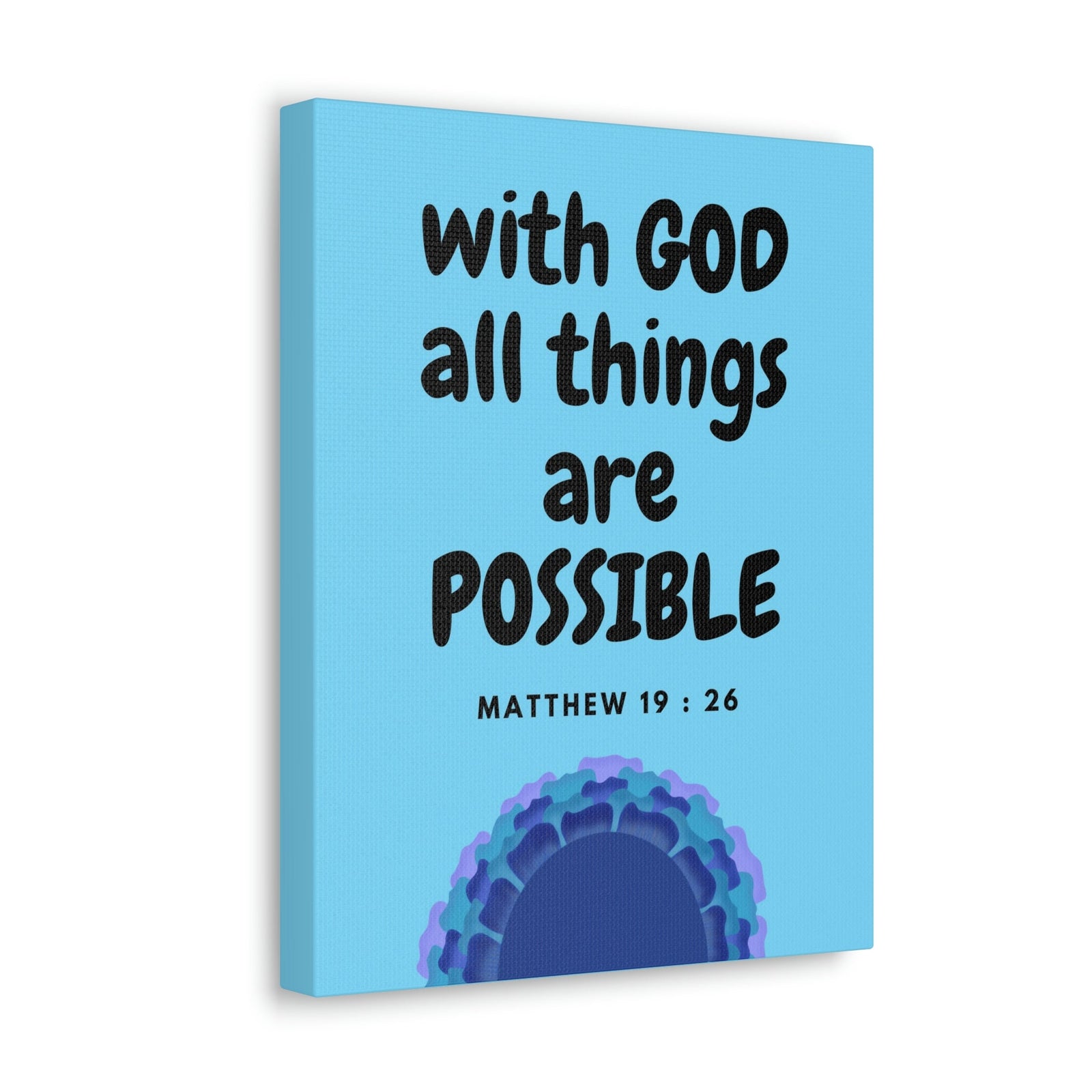 Scripture Walls All Things Are Possible Matthew 19:26 Blue Christian Wall Art Bible Verse Print Ready to Hang Unframed-Express Your Love Gifts