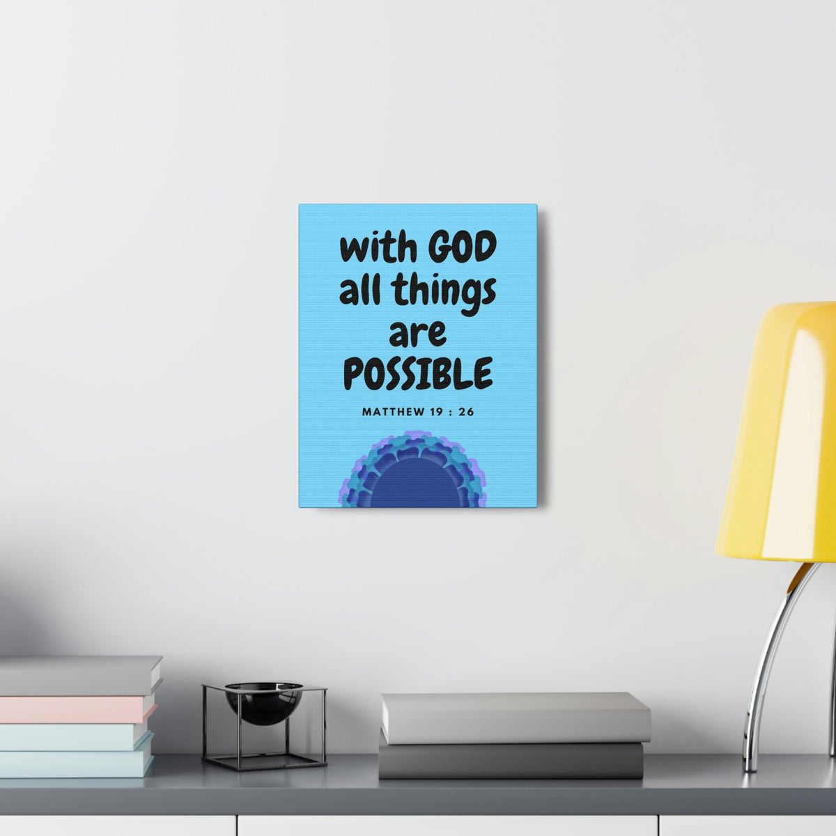 Scripture Walls All Things Are Possible Matthew 19:26 Blue Christian Wall Art Bible Verse Print Ready to Hang Unframed-Express Your Love Gifts