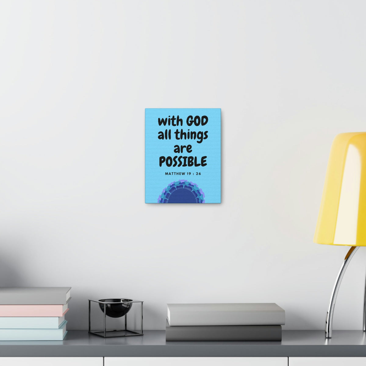 Scripture Walls All Things Are Possible Matthew 19:26 Blue Christian Wall Art Bible Verse Print Ready to Hang Unframed-Express Your Love Gifts