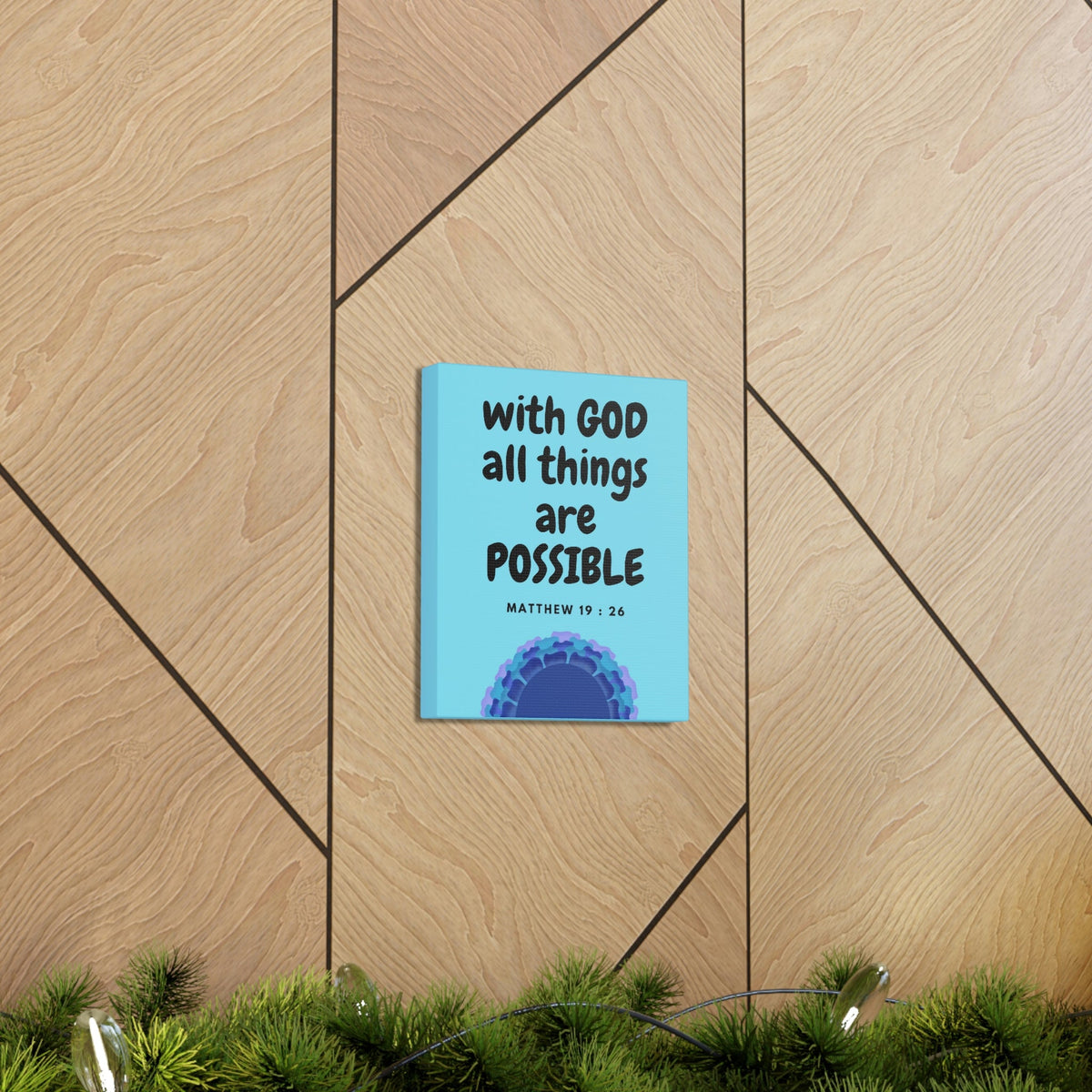 Scripture Walls All Things Are Possible Matthew 19:26 Blue Christian Wall Art Bible Verse Print Ready to Hang Unframed-Express Your Love Gifts