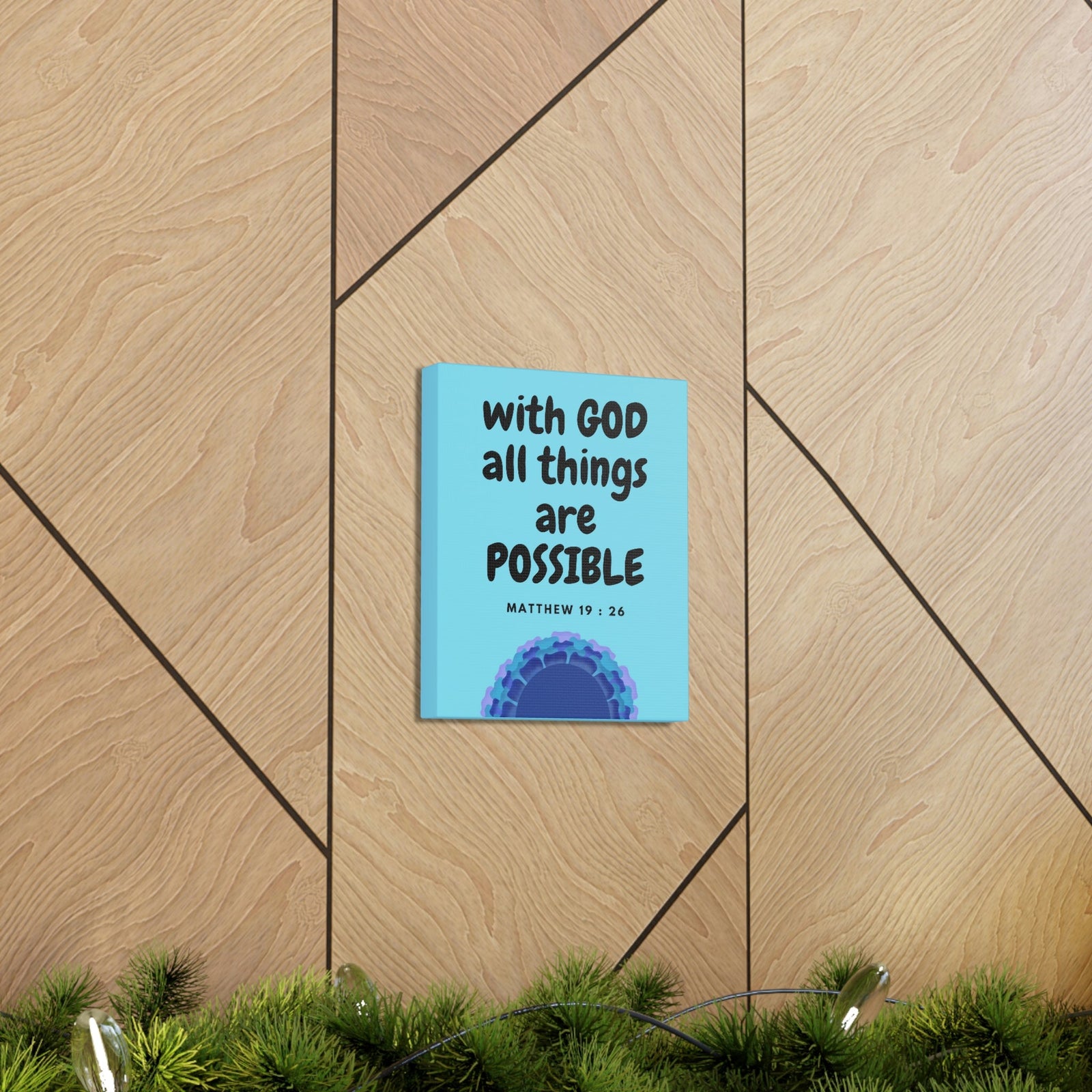 Scripture Walls All Things Are Possible Matthew 19:26 Blue Christian Wall Art Bible Verse Print Ready to Hang Unframed-Express Your Love Gifts