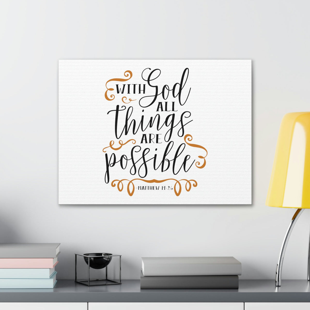 Scripture Walls All Things Are Possible Matthew 19:26 Brown Curves Christian Wall Art Bible Verse Print Ready to Hang Unframed-Express Your Love Gifts