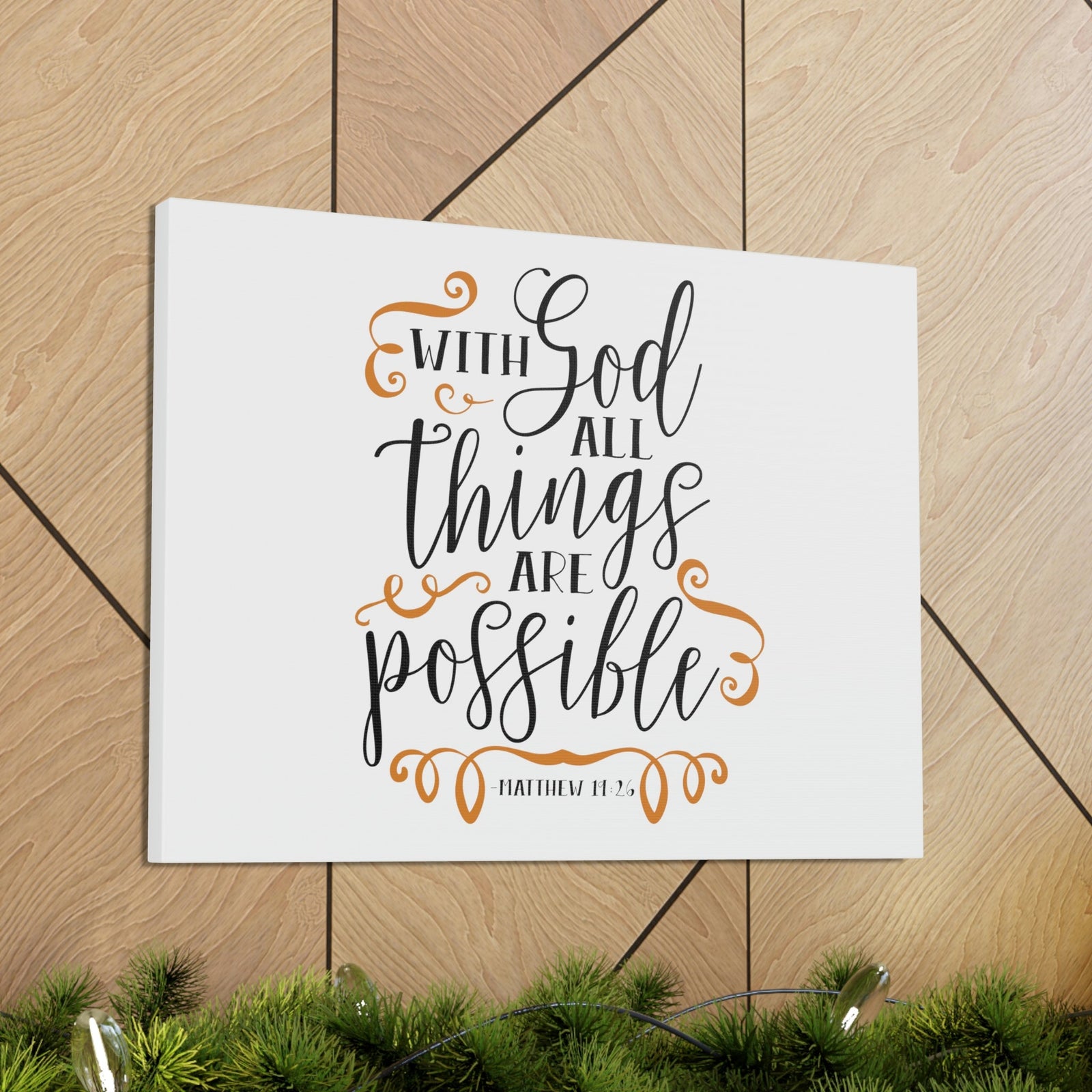Scripture Walls All Things Are Possible Matthew 19:26 Brown Curves Christian Wall Art Bible Verse Print Ready to Hang Unframed-Express Your Love Gifts