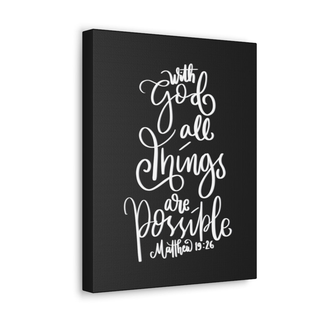 Scripture Walls All Things Are Possible Matthew 19:26 Dark Bible Verse Canvas Christian Wall Art Ready to Hang Unframed-Express Your Love Gifts