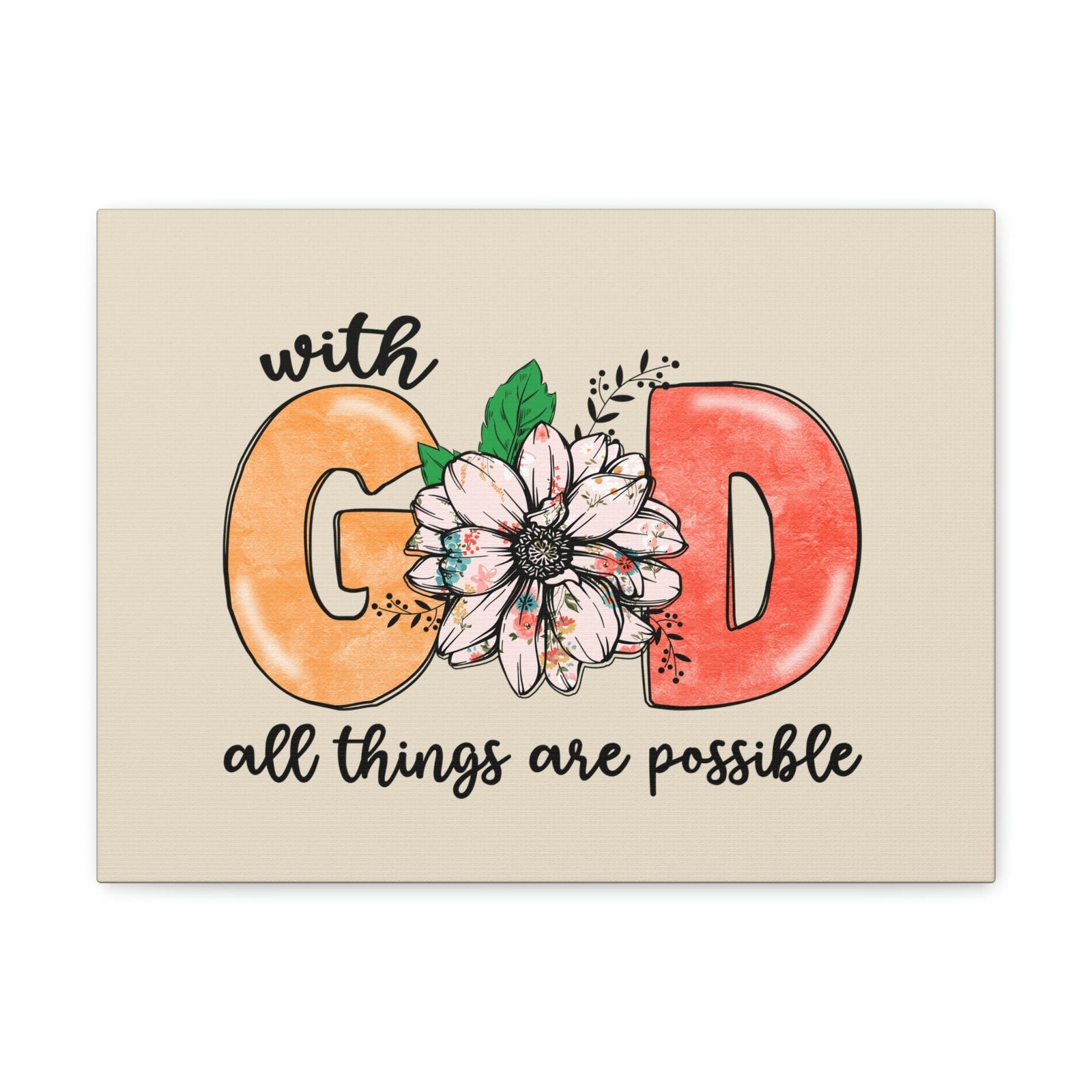 Scripture Walls All Things Possible Floral Pastel Matthew 19:26 Bible Verse Canvas Christian Wall Art Ready to Hang Unframed-Express Your Love Gifts