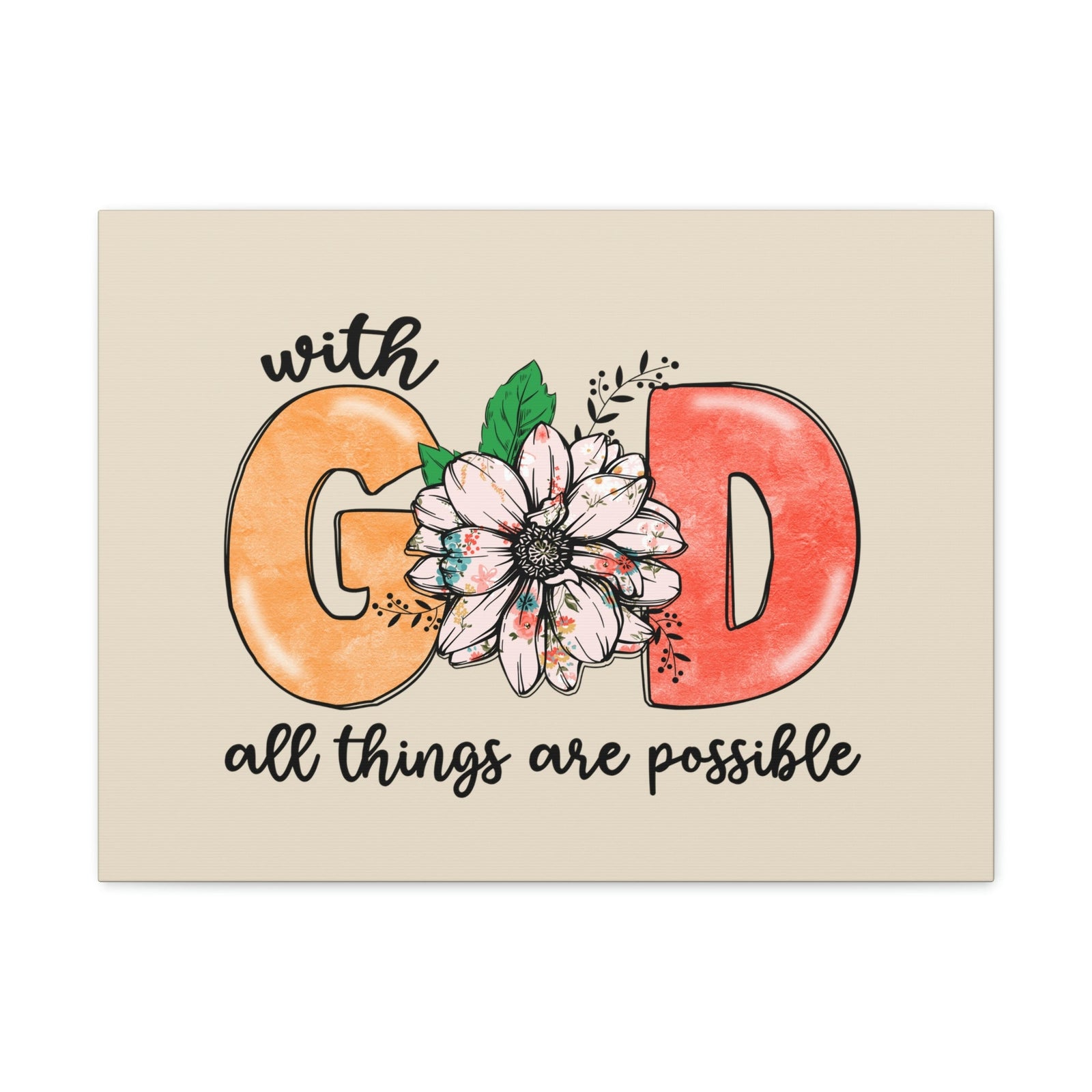Scripture Walls All Things Possible Floral Pastel Matthew 19:26 Bible Verse Canvas Christian Wall Art Ready to Hang Unframed-Express Your Love Gifts