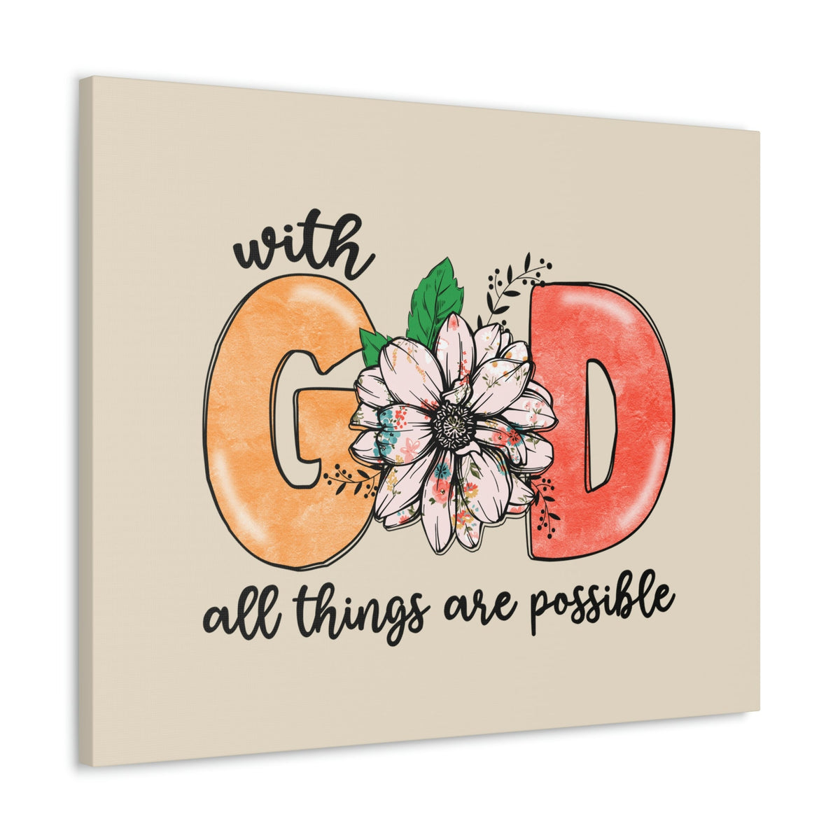 Scripture Walls All Things Possible Floral Pastel Matthew 19:26 Bible Verse Canvas Christian Wall Art Ready to Hang Unframed-Express Your Love Gifts