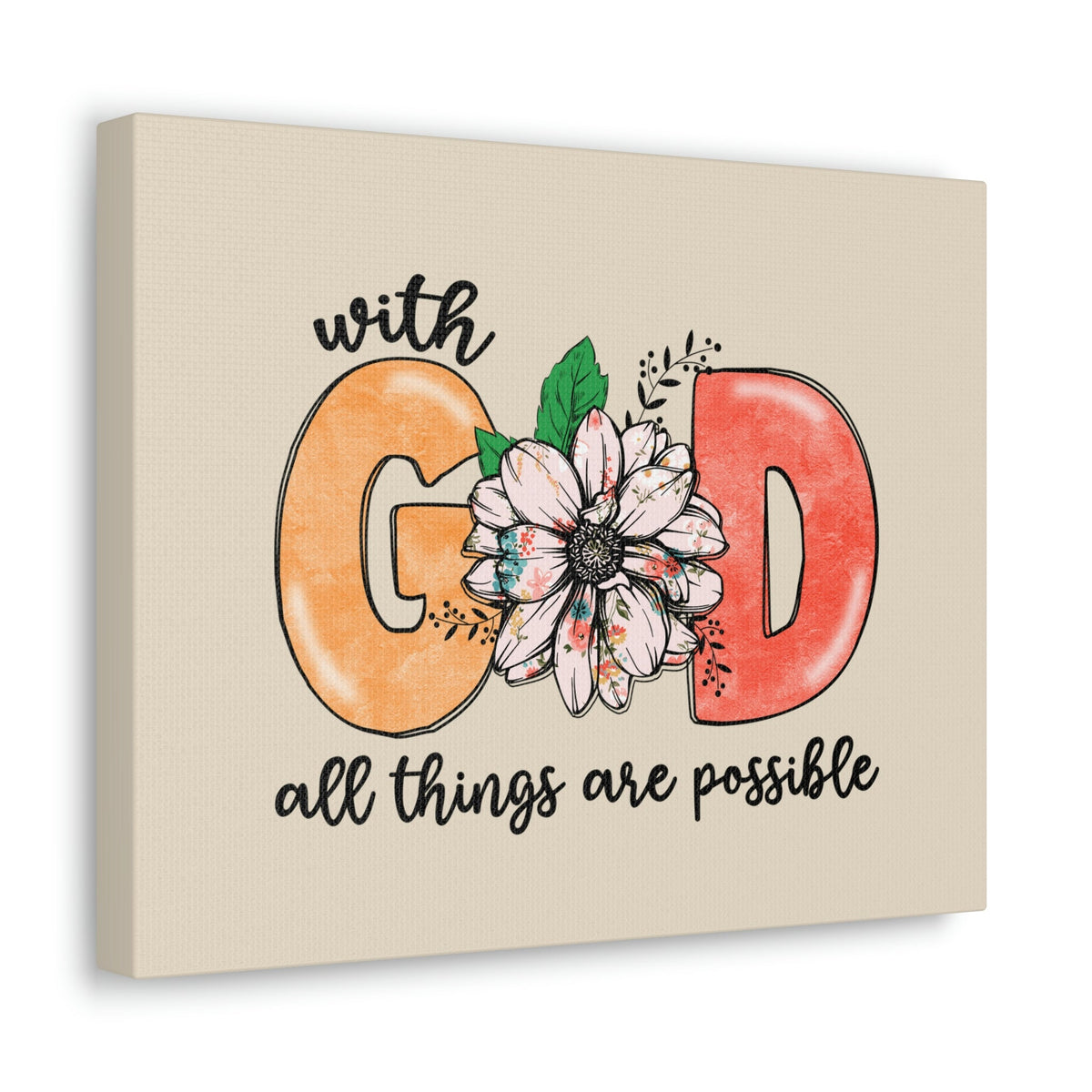 Scripture Walls All Things Possible Floral Pastel Matthew 19:26 Bible Verse Canvas Christian Wall Art Ready to Hang Unframed-Express Your Love Gifts