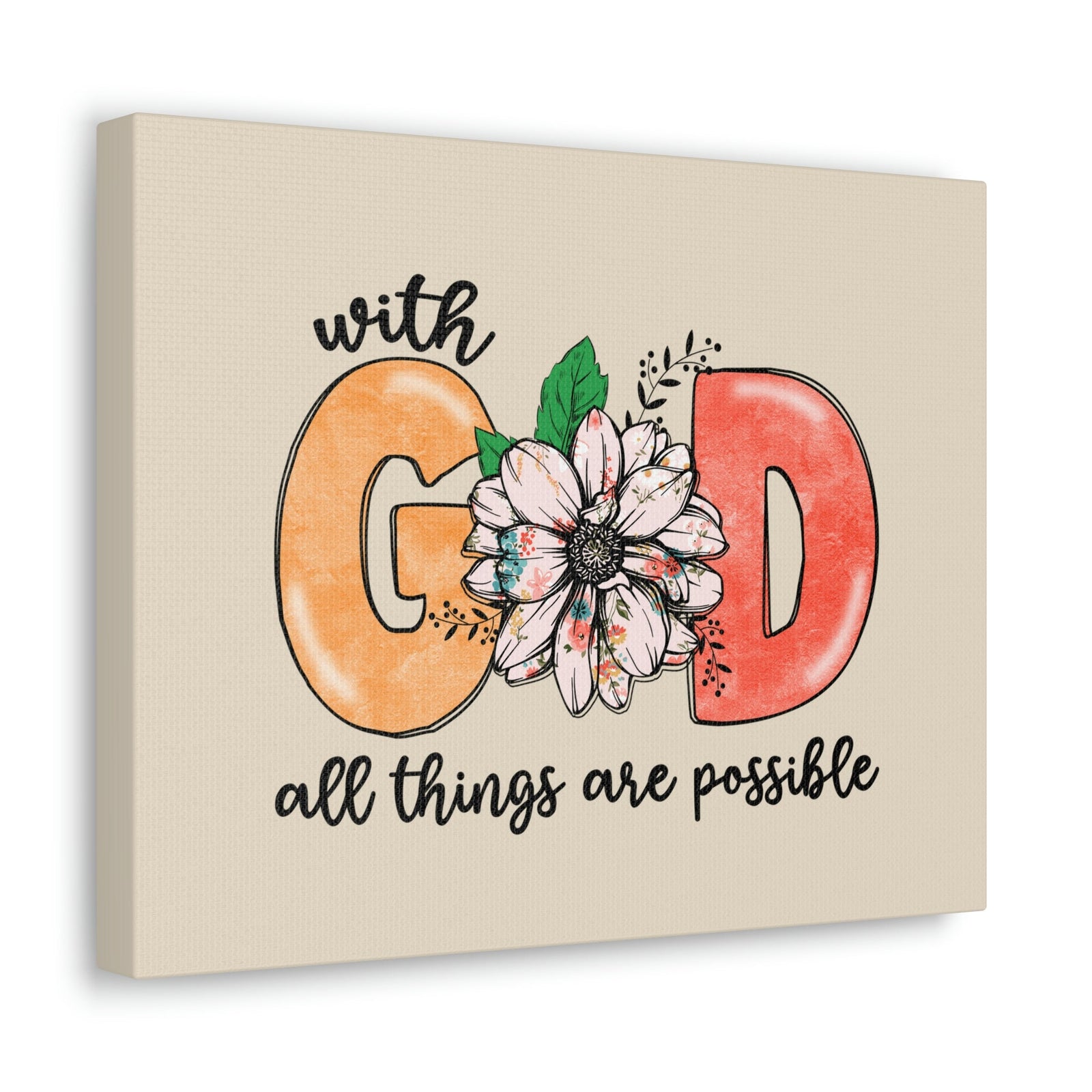 Scripture Walls All Things Possible Floral Pastel Matthew 19:26 Bible Verse Canvas Christian Wall Art Ready to Hang Unframed-Express Your Love Gifts