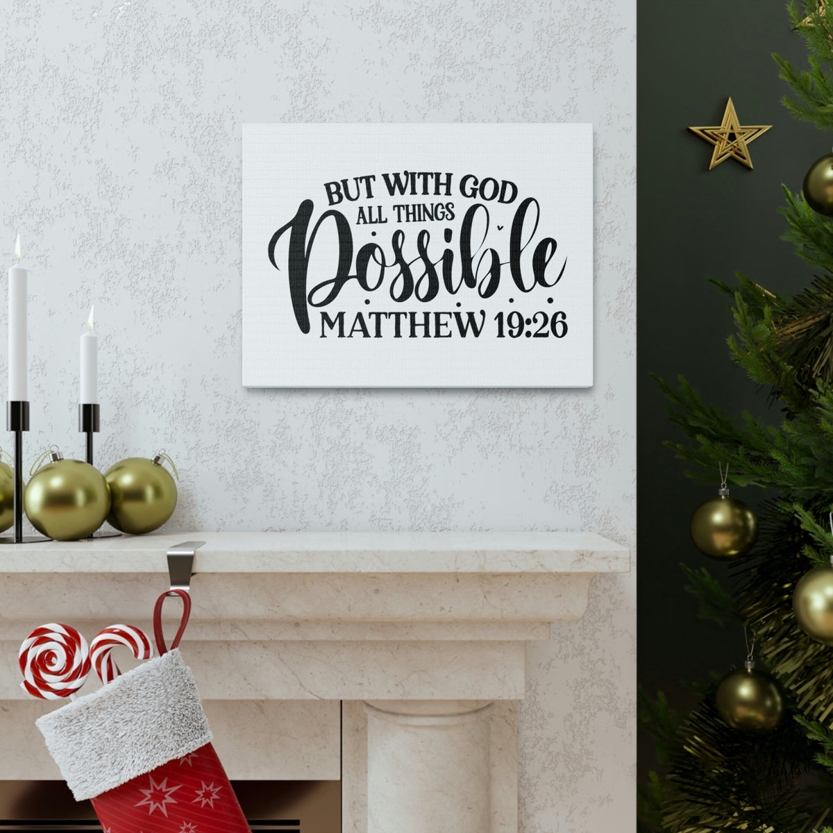 Scripture Walls All Things Possible With God Matthew 19:26 Cursive Christian Wall Art Bible Verse Print Ready to Hang Unframed-Express Your Love Gifts