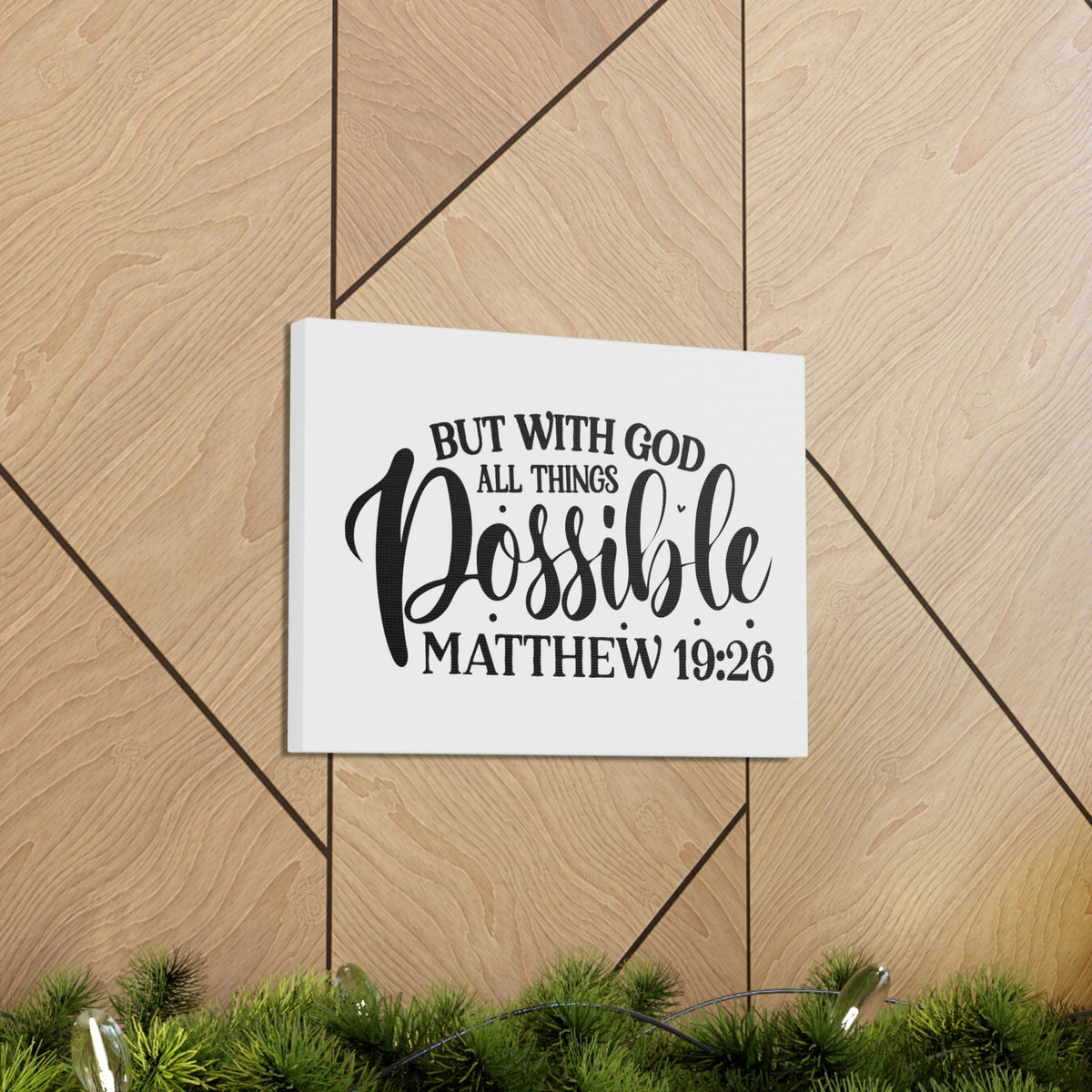 Scripture Walls All Things Possible With God Matthew 19:26 Cursive Christian Wall Art Bible Verse Print Ready to Hang Unframed-Express Your Love Gifts
