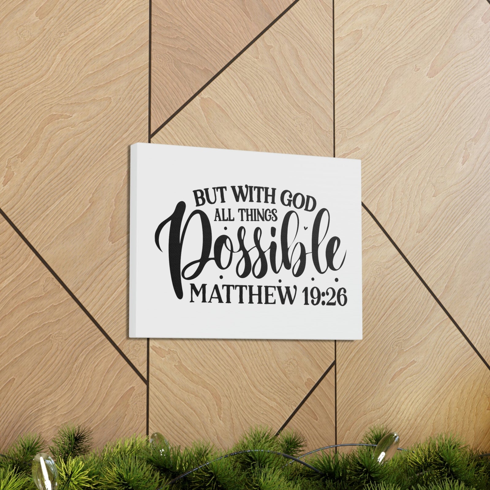 Scripture Walls All Things Possible With God Matthew 19:26 Cursive Christian Wall Art Bible Verse Print Ready to Hang Unframed-Express Your Love Gifts