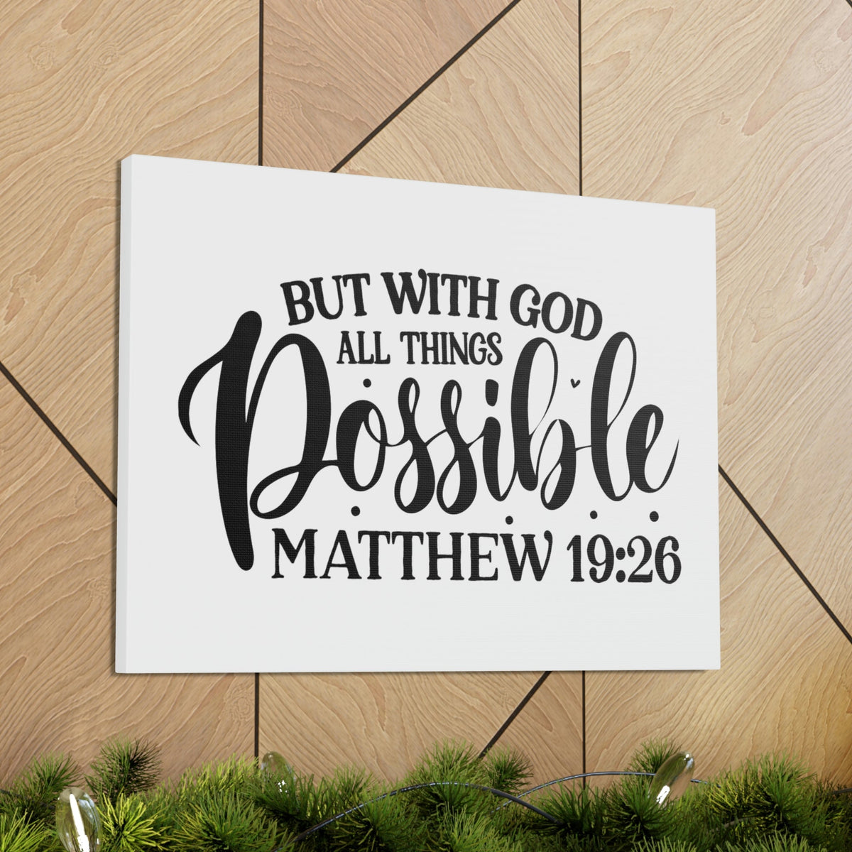 Scripture Walls All Things Possible With God Matthew 19:26 Cursive Christian Wall Art Bible Verse Print Ready to Hang Unframed-Express Your Love Gifts