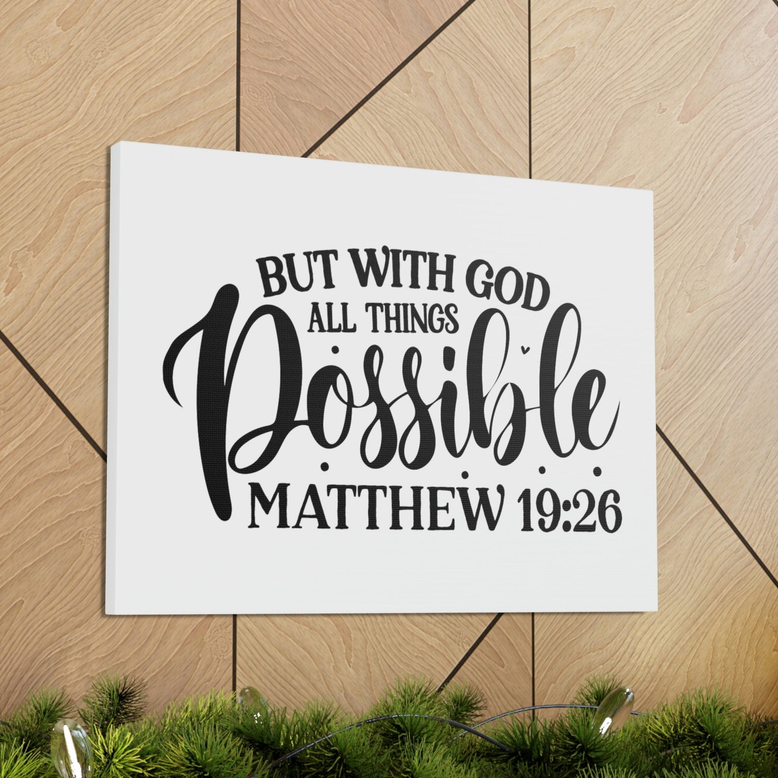 Scripture Walls All Things Possible With God Matthew 19:26 Cursive Christian Wall Art Bible Verse Print Ready to Hang Unframed-Express Your Love Gifts