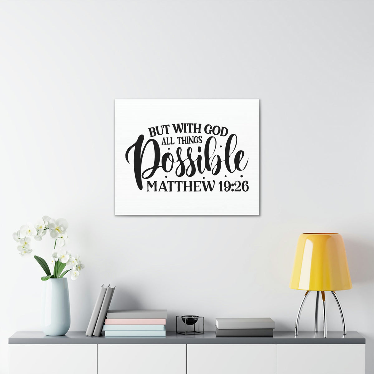 Scripture Walls All Things Possible With God Matthew 19:26 Cursive Christian Wall Art Bible Verse Print Ready to Hang Unframed-Express Your Love Gifts
