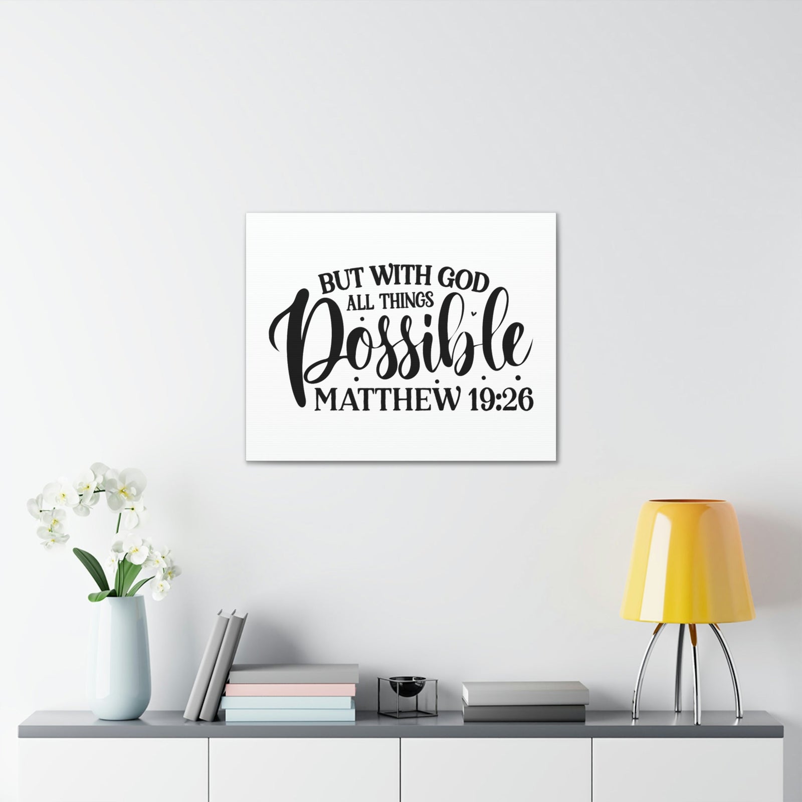 Scripture Walls All Things Possible With God Matthew 19:26 Cursive Christian Wall Art Bible Verse Print Ready to Hang Unframed-Express Your Love Gifts