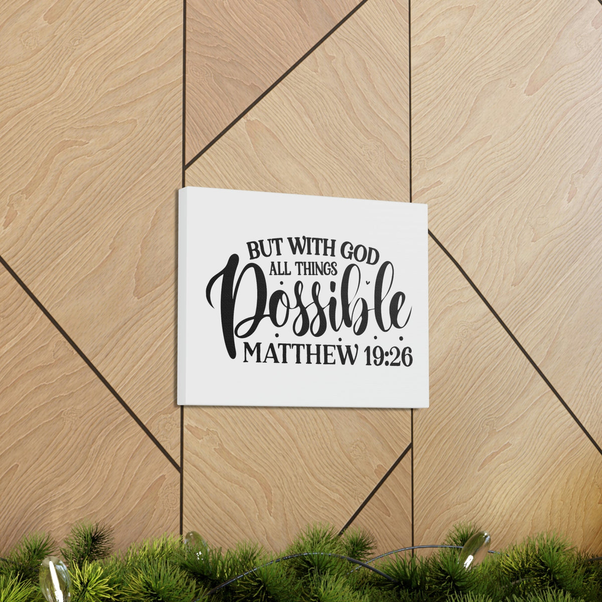 Scripture Walls All Things Possible With God Matthew 19:26 Cursive Christian Wall Art Bible Verse Print Ready to Hang Unframed-Express Your Love Gifts