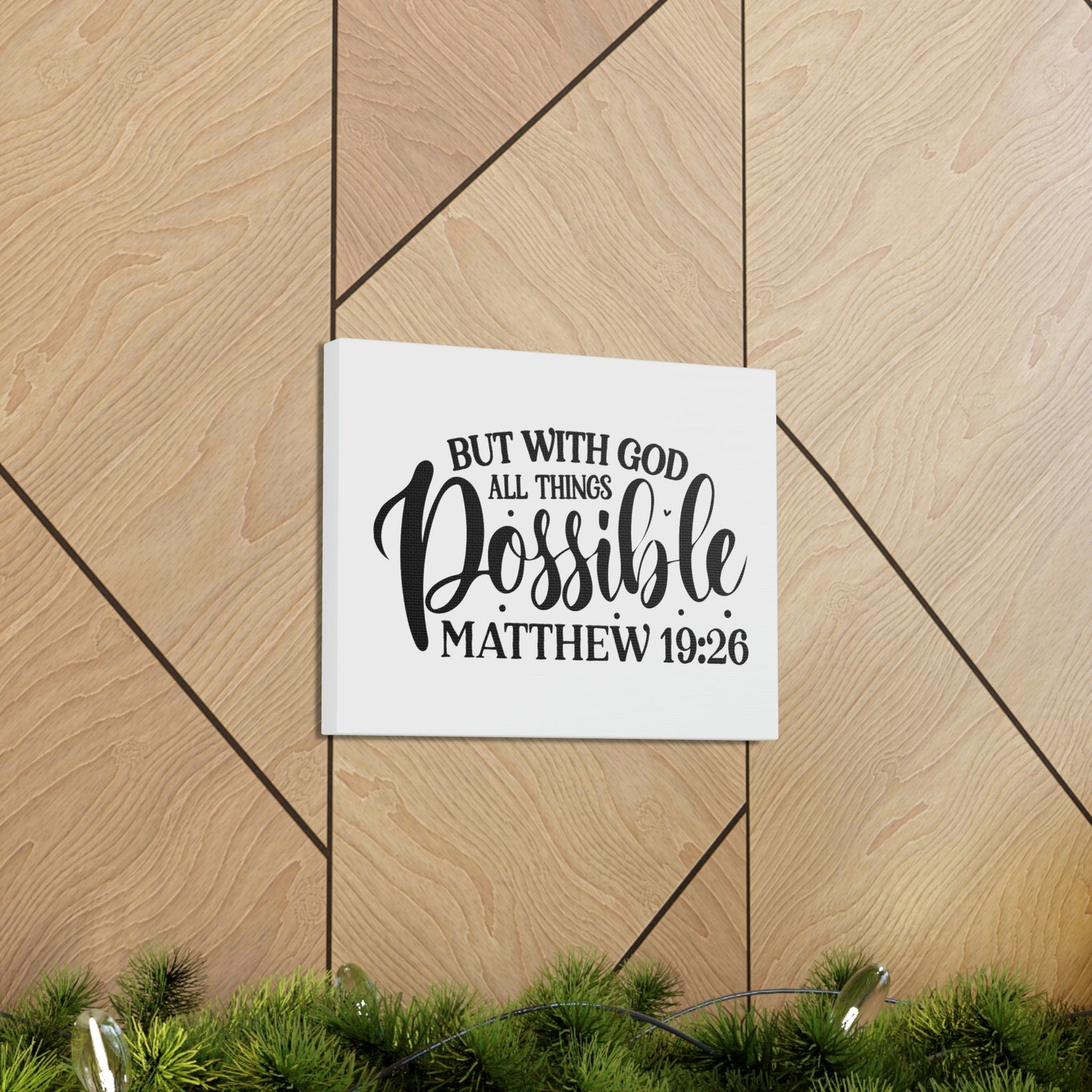 Scripture Walls All Things Possible With God Matthew 19:26 Cursive Christian Wall Art Bible Verse Print Ready to Hang Unframed-Express Your Love Gifts