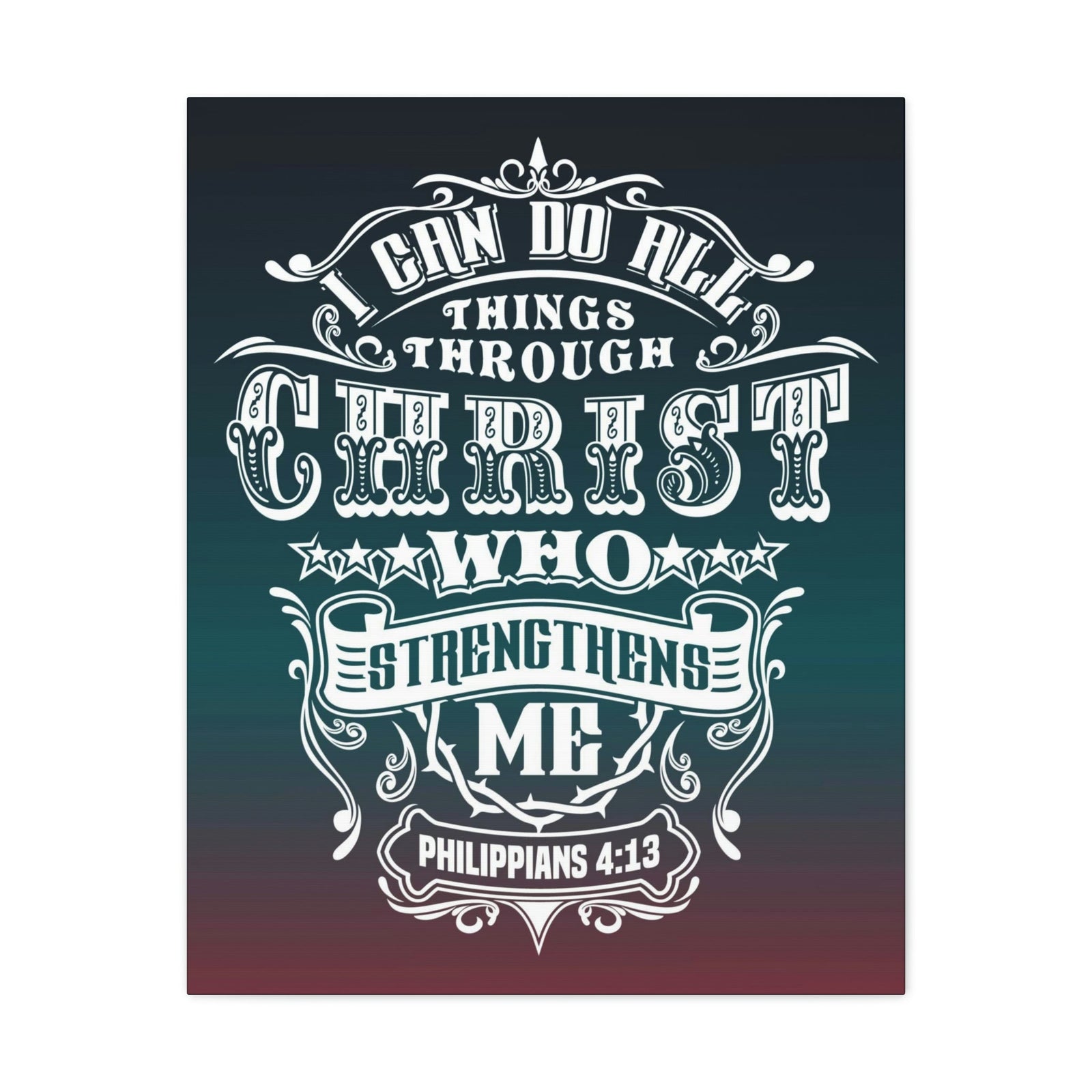 Scripture Walls All Things Through Christ Philippians 4:13 Stars Christian Wall Art Bible Verse Print Ready to Hang Unframed-Express Your Love Gifts