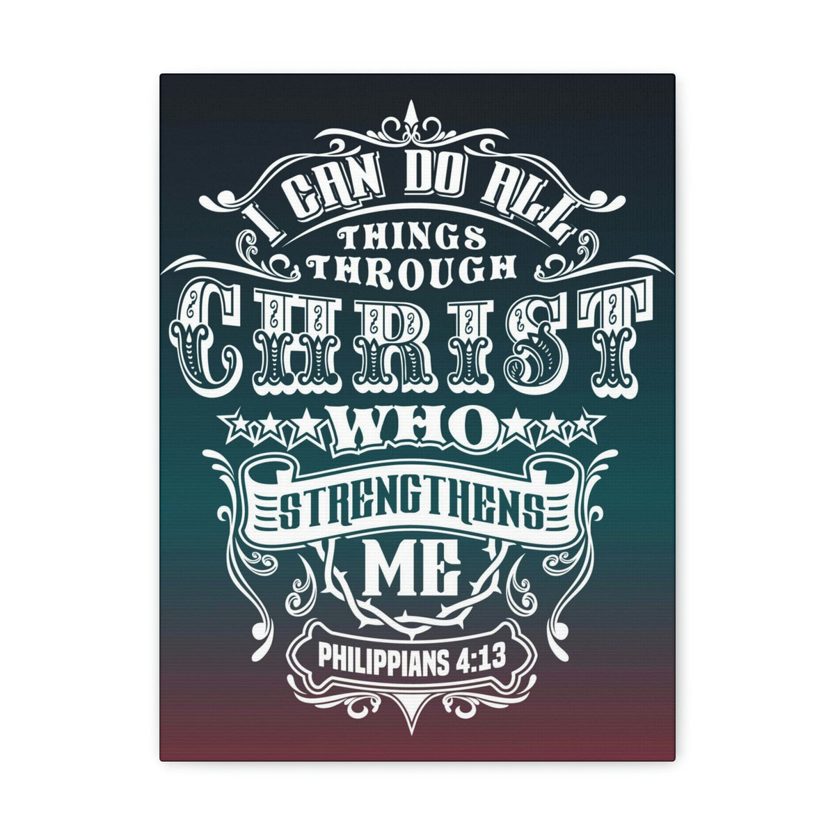 Scripture Walls All Things Through Christ Philippians 4:13 Stars Christian Wall Art Bible Verse Print Ready to Hang Unframed-Express Your Love Gifts