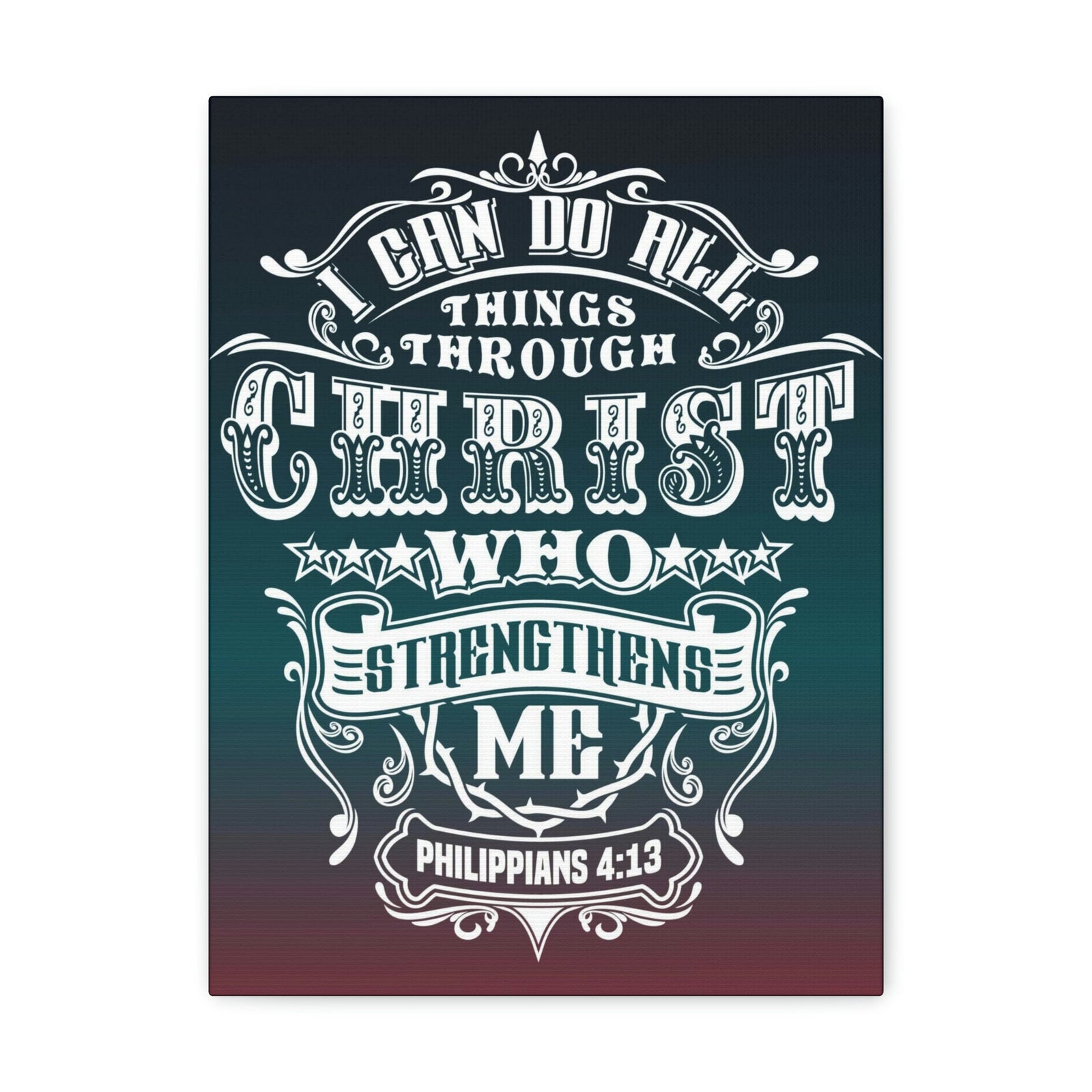 Scripture Walls All Things Through Christ Philippians 4:13 Stars Christian Wall Art Bible Verse Print Ready to Hang Unframed-Express Your Love Gifts