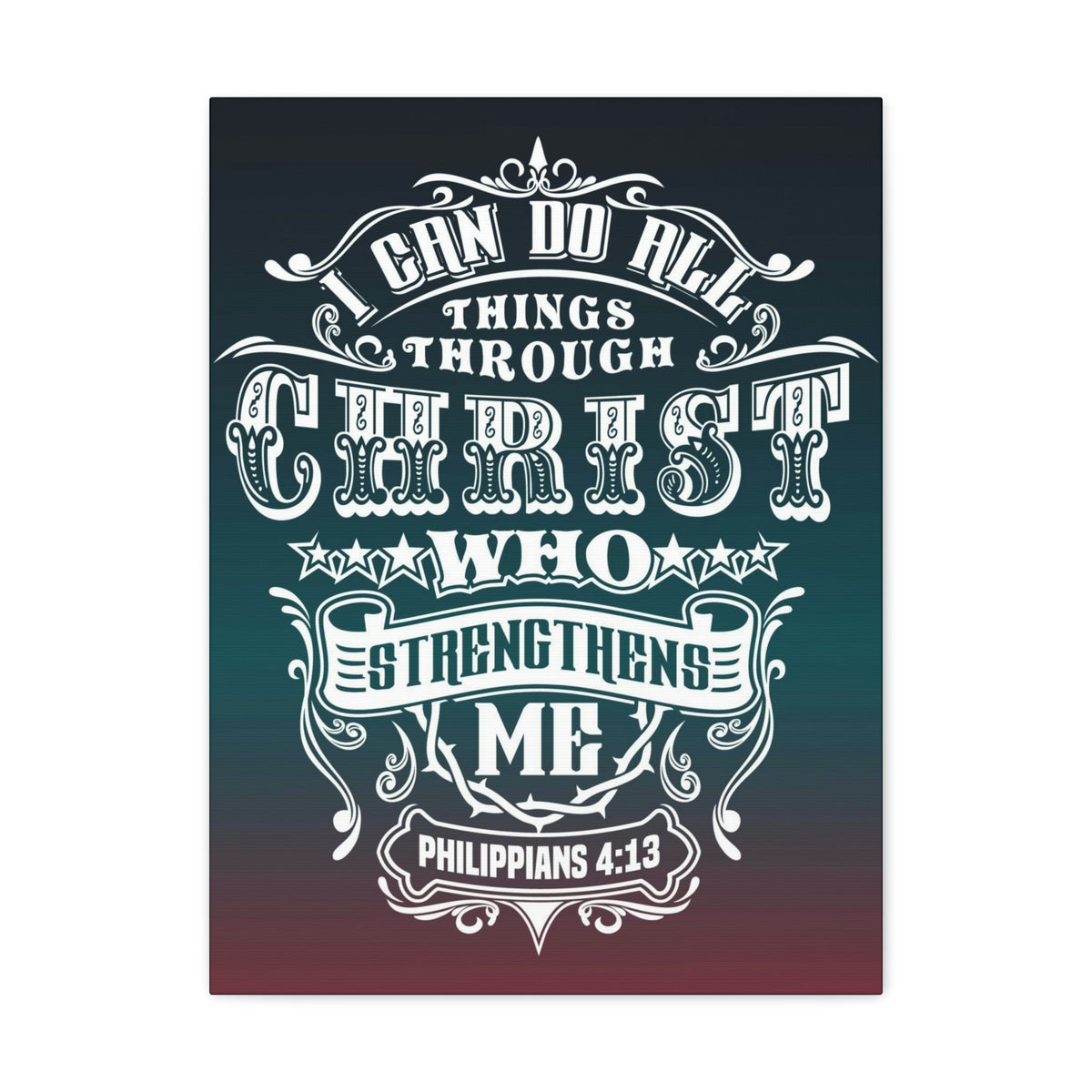 Scripture Walls All Things Through Christ Philippians 4:13 Stars Christian Wall Art Bible Verse Print Ready to Hang Unframed-Express Your Love Gifts