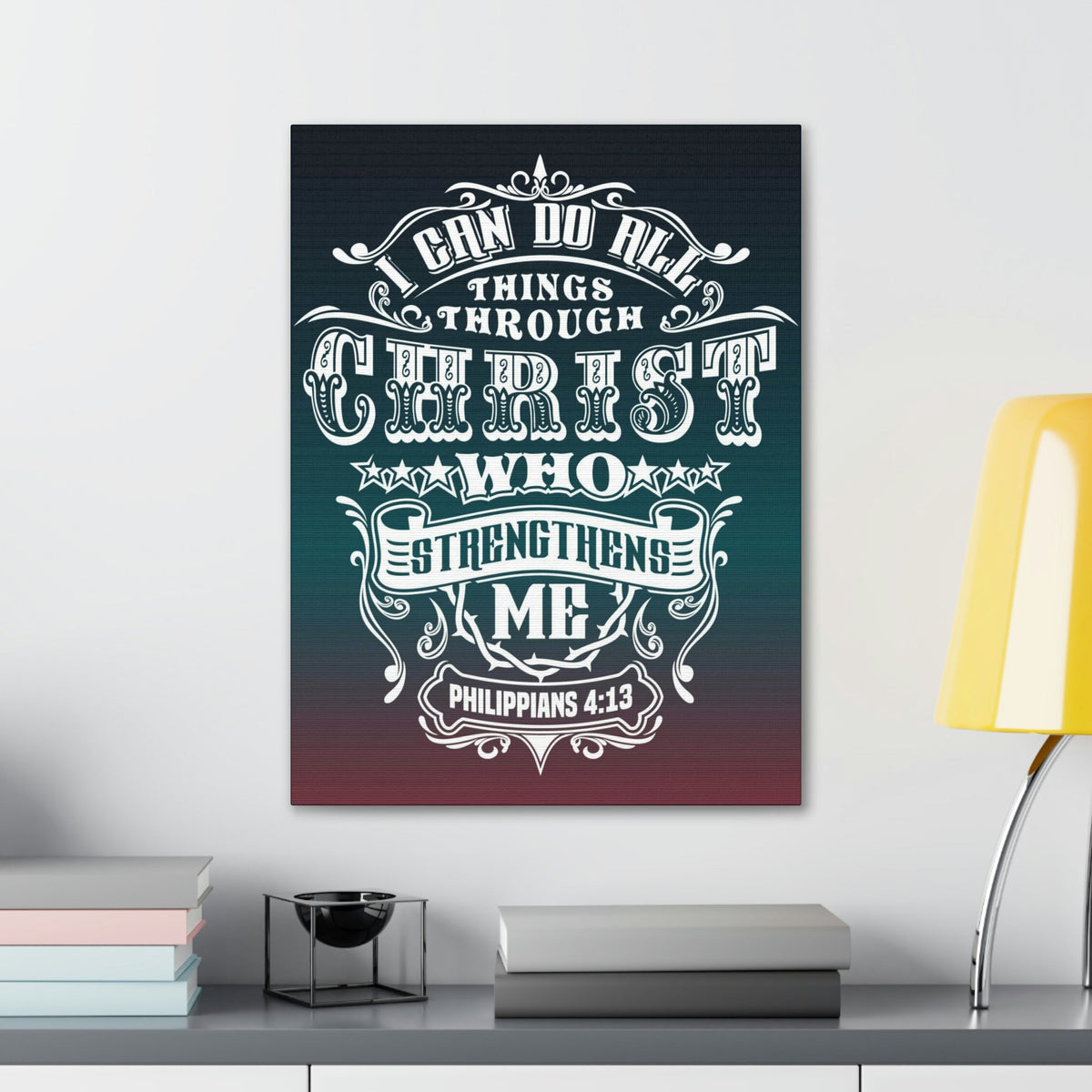 Scripture Walls All Things Through Christ Philippians 4:13 Stars Christian Wall Art Bible Verse Print Ready to Hang Unframed-Express Your Love Gifts