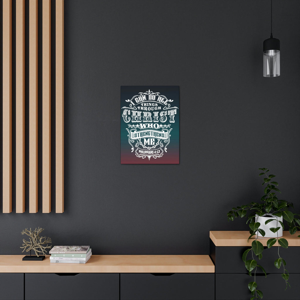 Scripture Walls All Things Through Christ Philippians 4:13 Stars Christian Wall Art Bible Verse Print Ready to Hang Unframed-Express Your Love Gifts